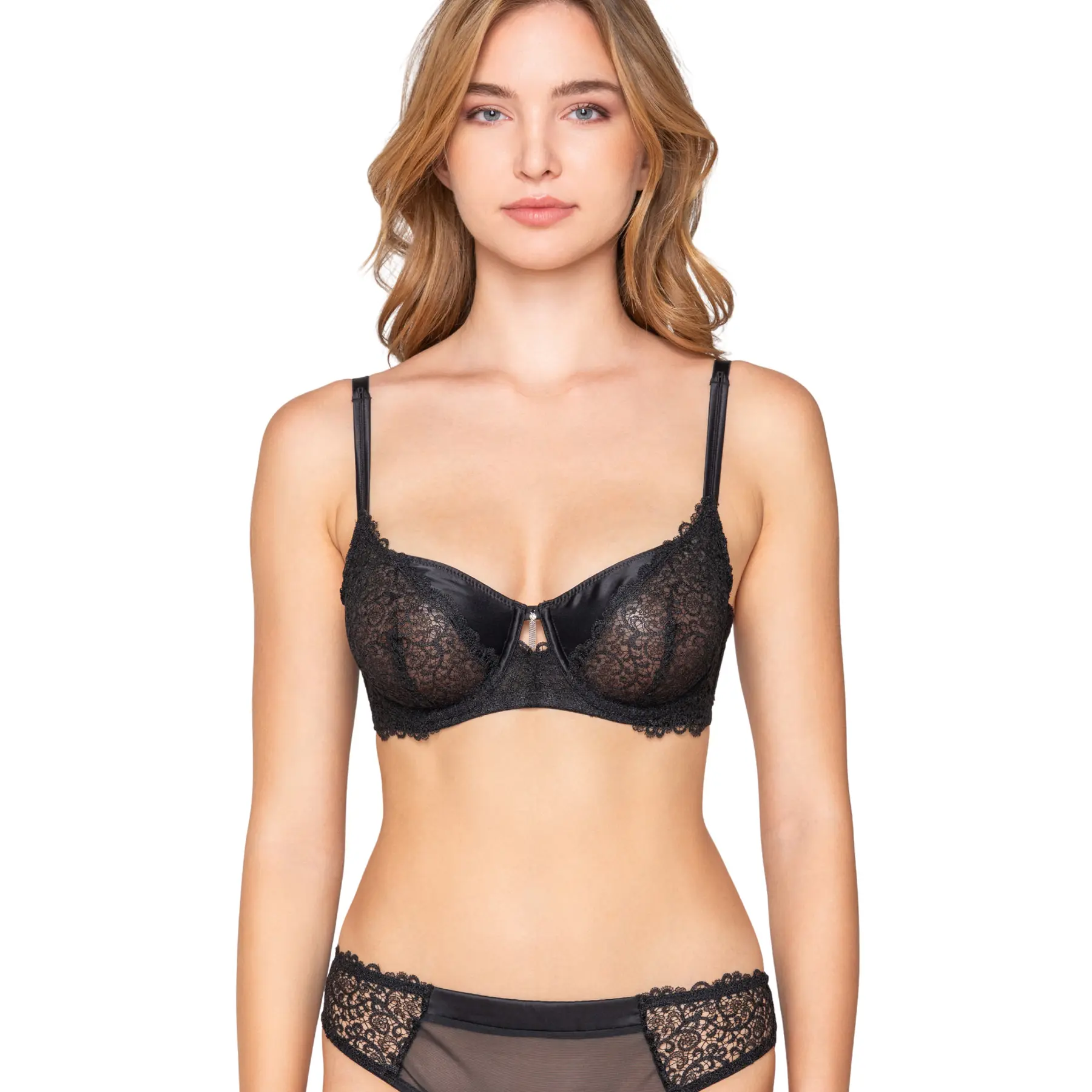 Luna Women's Noir Underwired Balcony Bra For Mystique