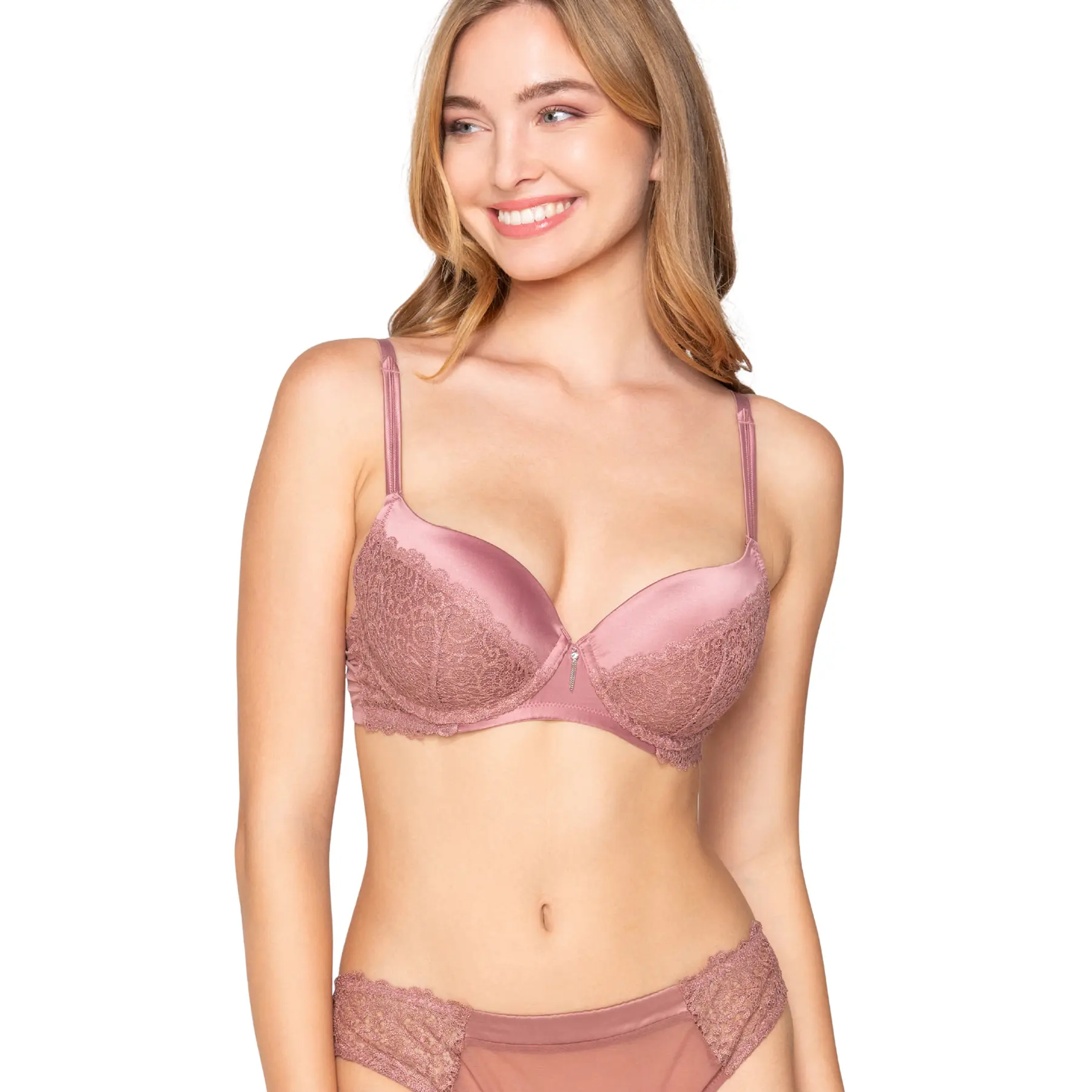 Luna Women's Rose Padded Balconette Bra For Mystique