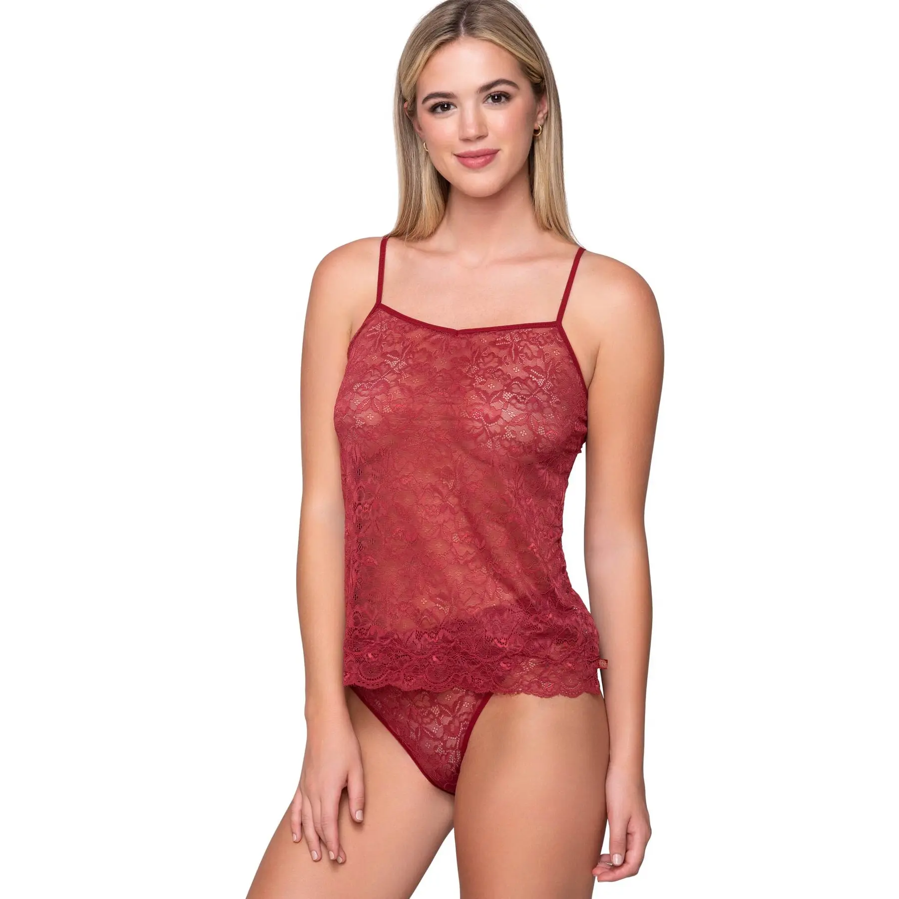 Damen Spaghettiträgershirt mit Spitze Luna Micro Touch Lace
