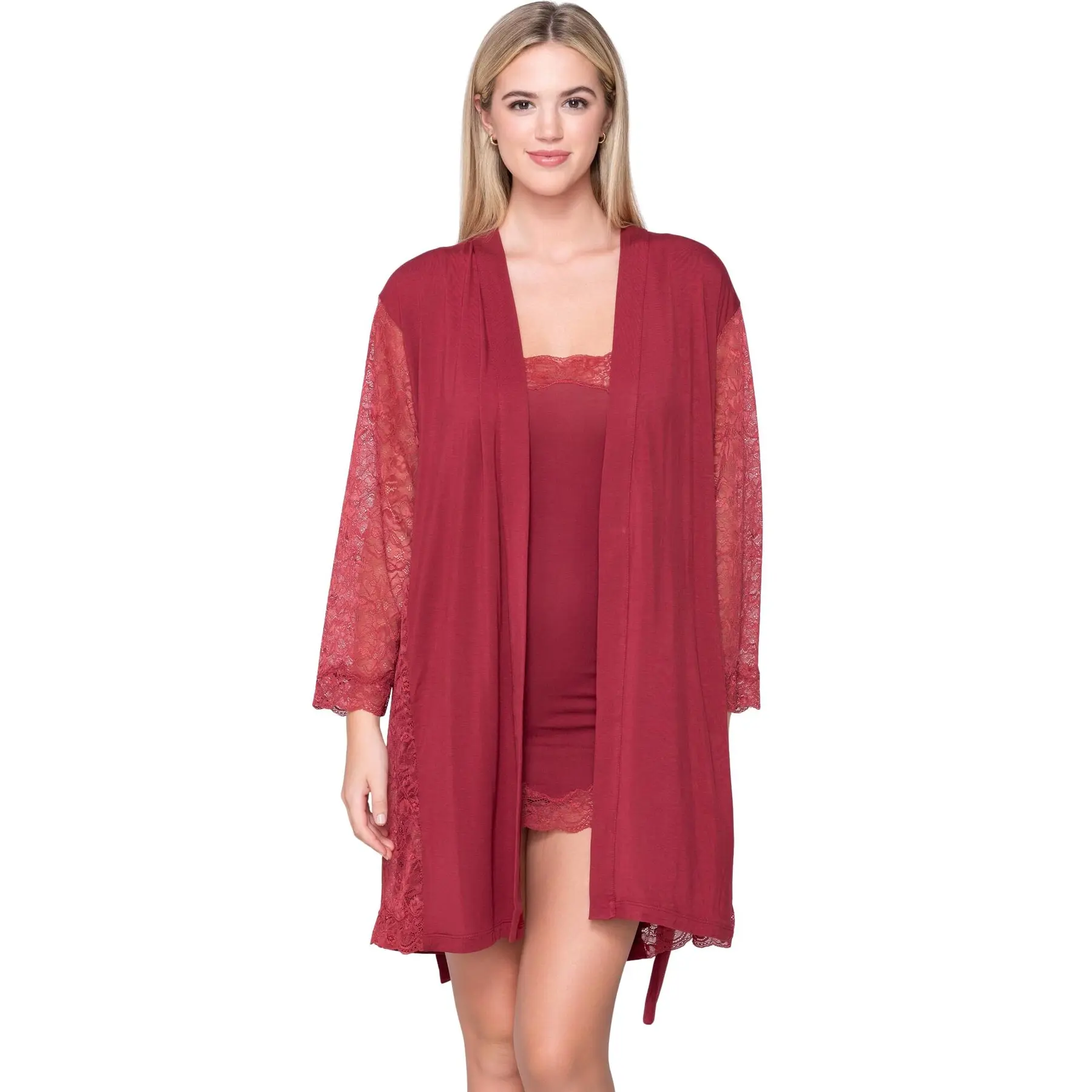Damen Kimono mit langen Spitzenärmeln Luna Micro Touch Lace
