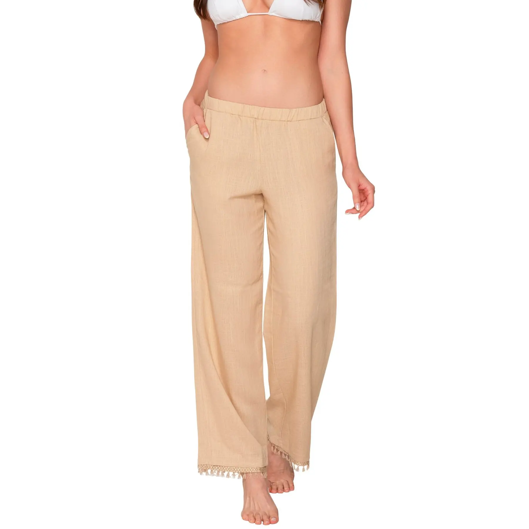 Luna Women's Beige Trousers Sage