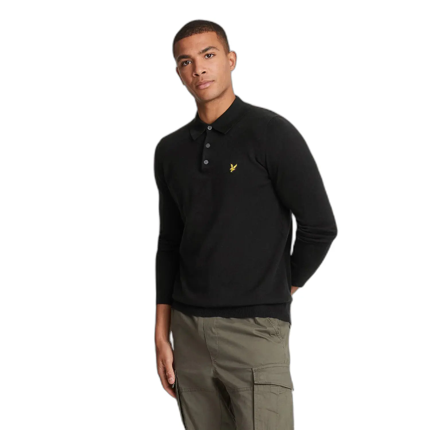 Polo in cotone merino a maniche lunghe Lyle & Scott