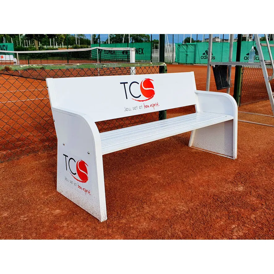 Banc publicitaire en acier électrozingué personnalisé Carrington