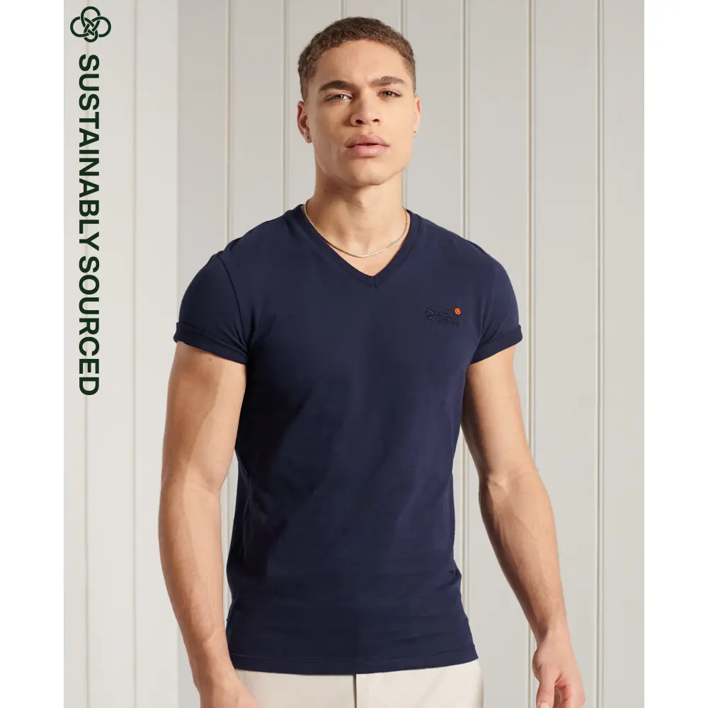 T shirt classique à col Superdry V en coton bio