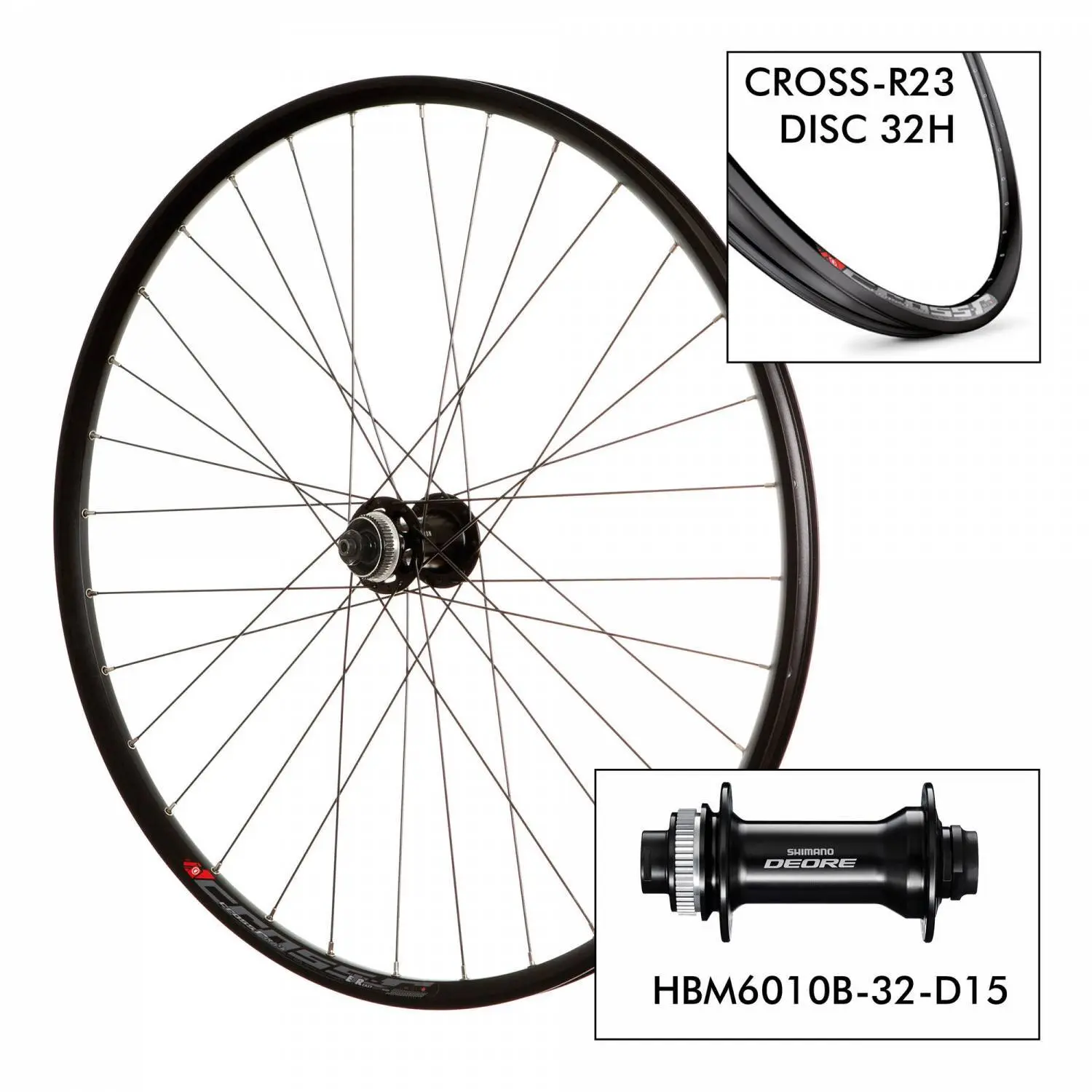 Fahrradrad Mach1 D. Cross-R23 32H - M6010 15x100