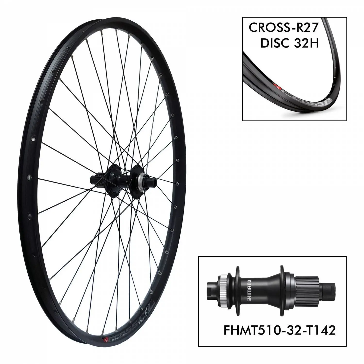 Fietswiel Mach1 T. Cross-R27 32H - MT510 12x142