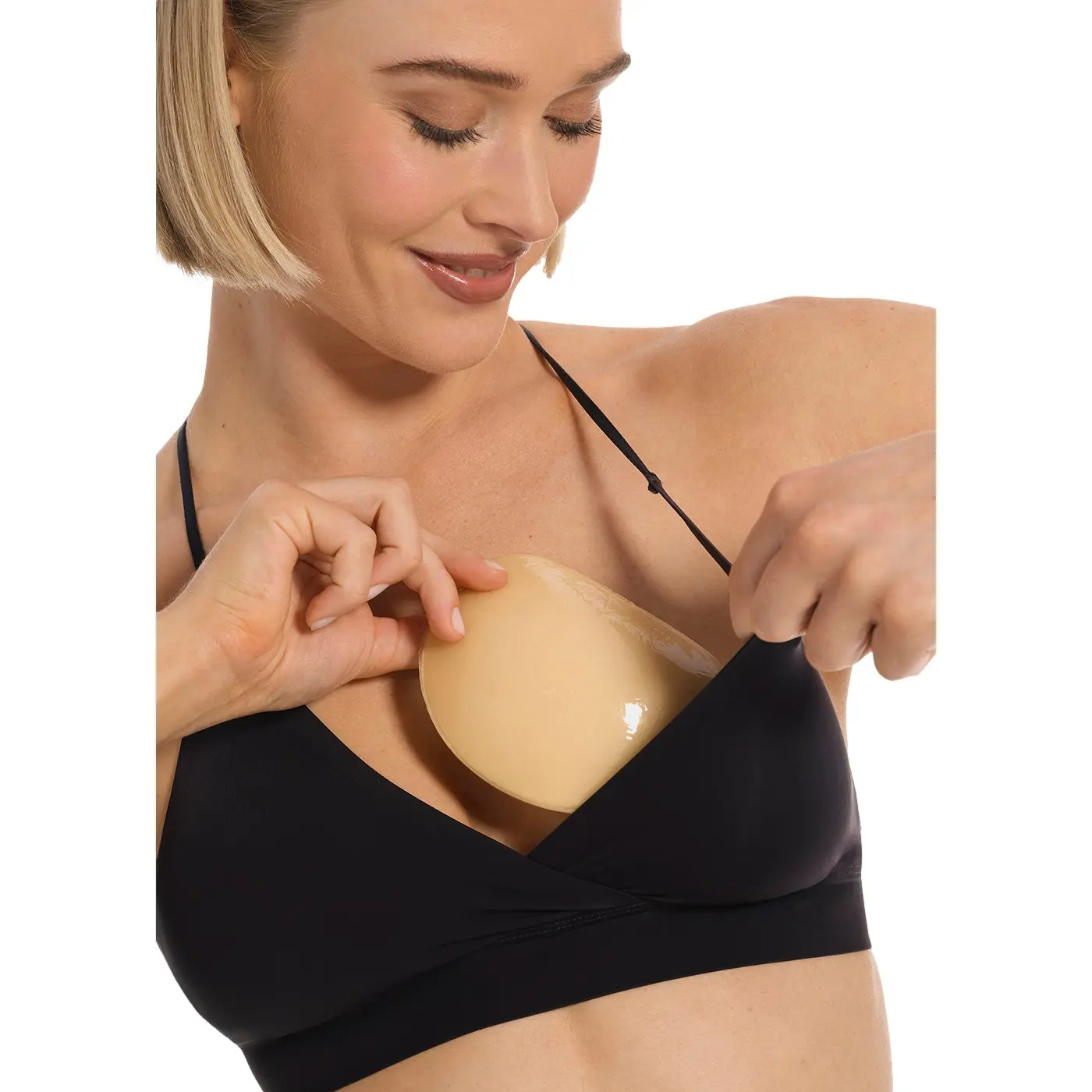 Magic Bodyfashion Women's Beige Double-Sided Demi Adhesive Push-Up Bra For