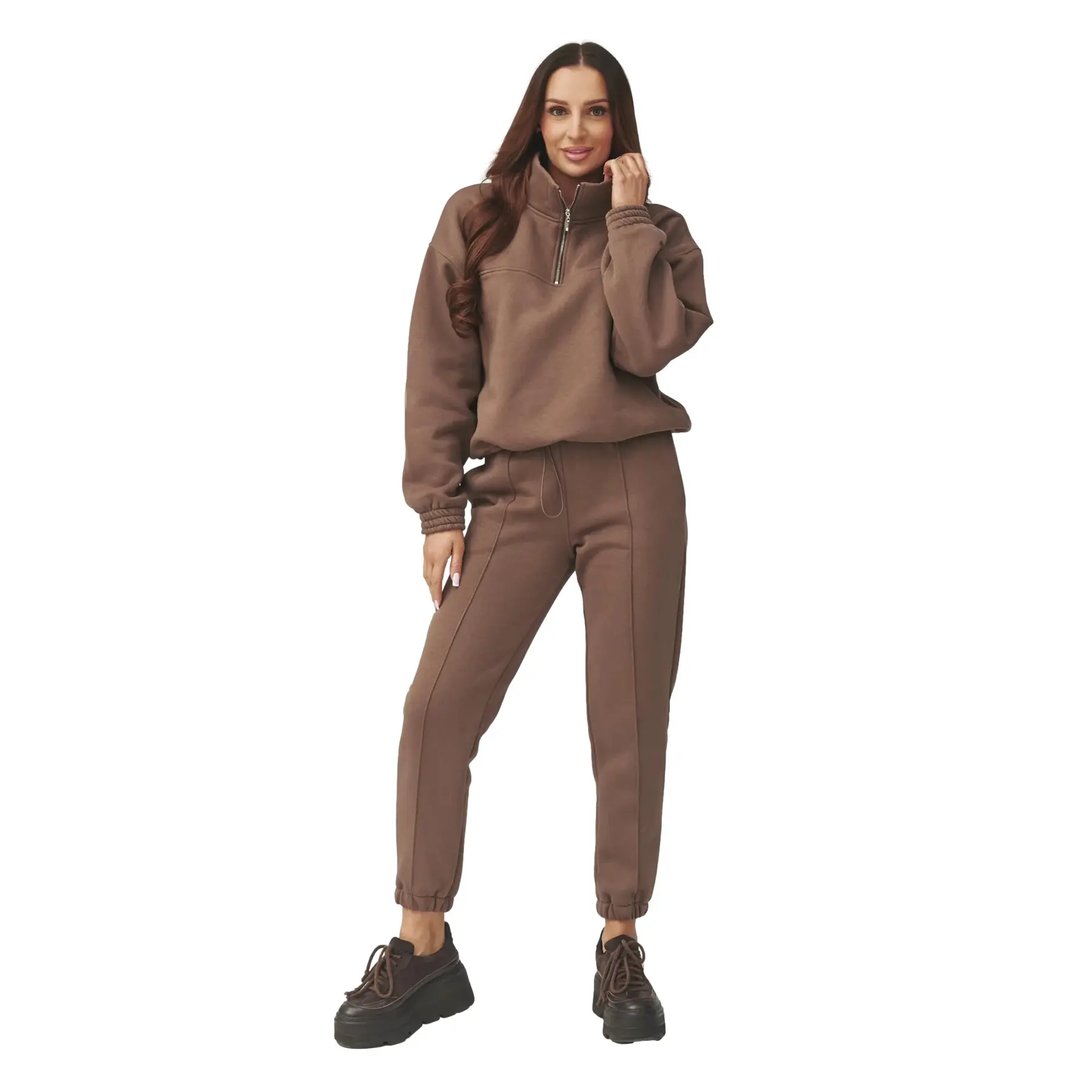 Damen Sweatshirt- und Jogginghosen-Set Makadamia