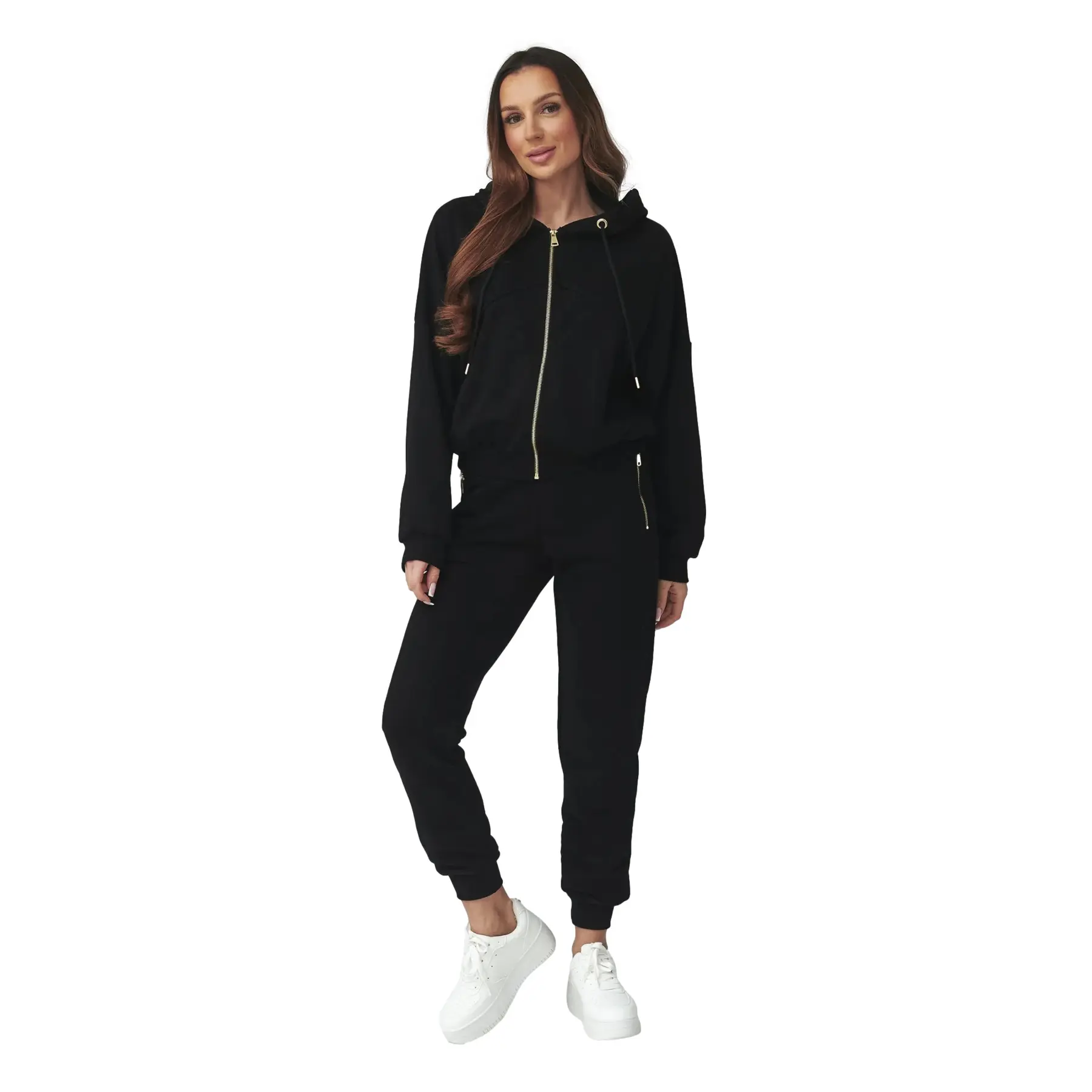 Damen Sweatshirt mit Kapuze und Jogginghose Makadamia