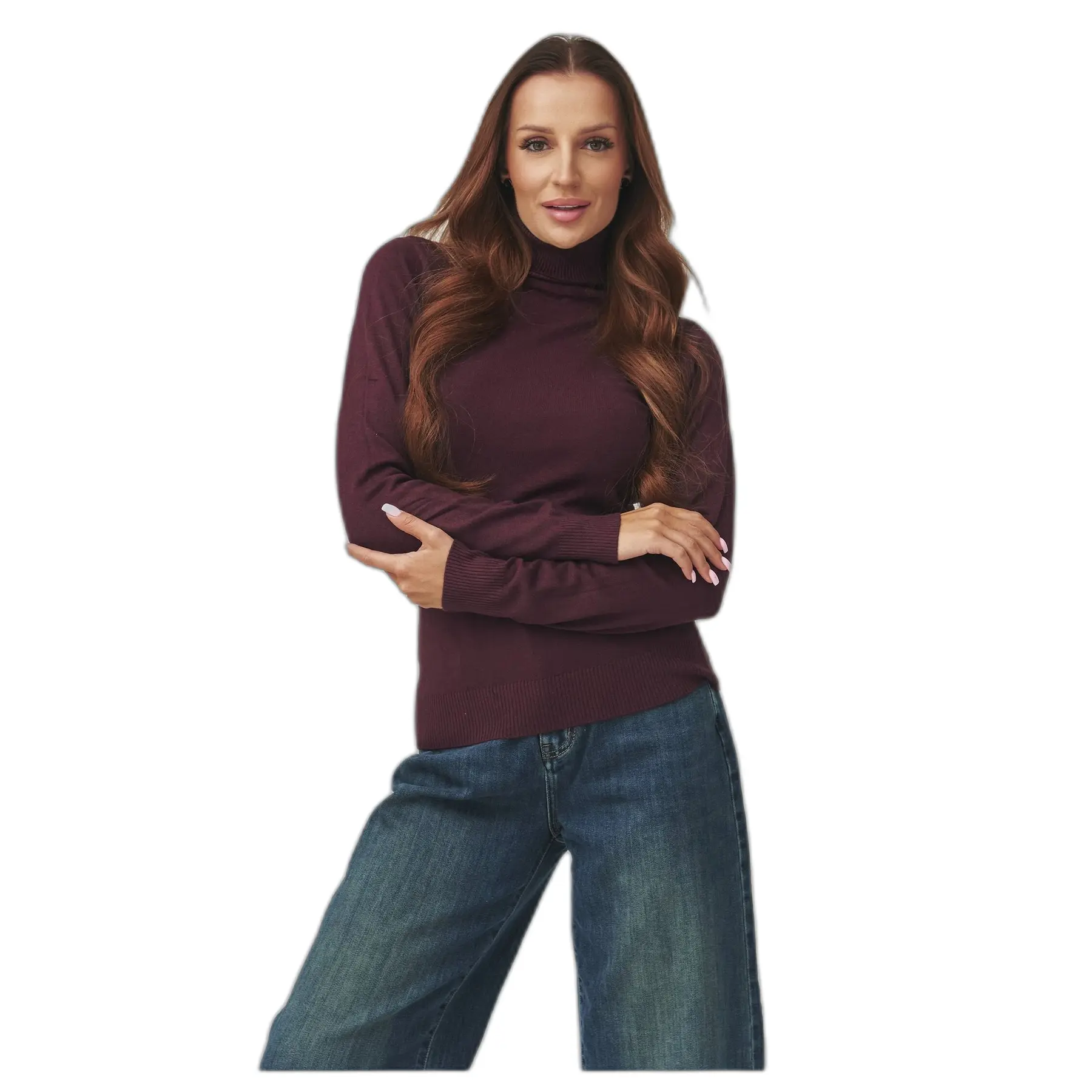 Damen Rollkragenbluse aus Viskose Makadamia C11
