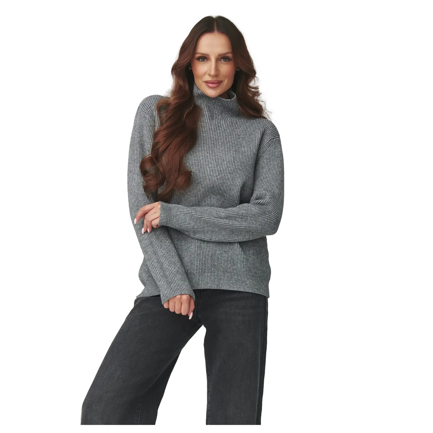 Rollkragenpullover Damen Makadamia