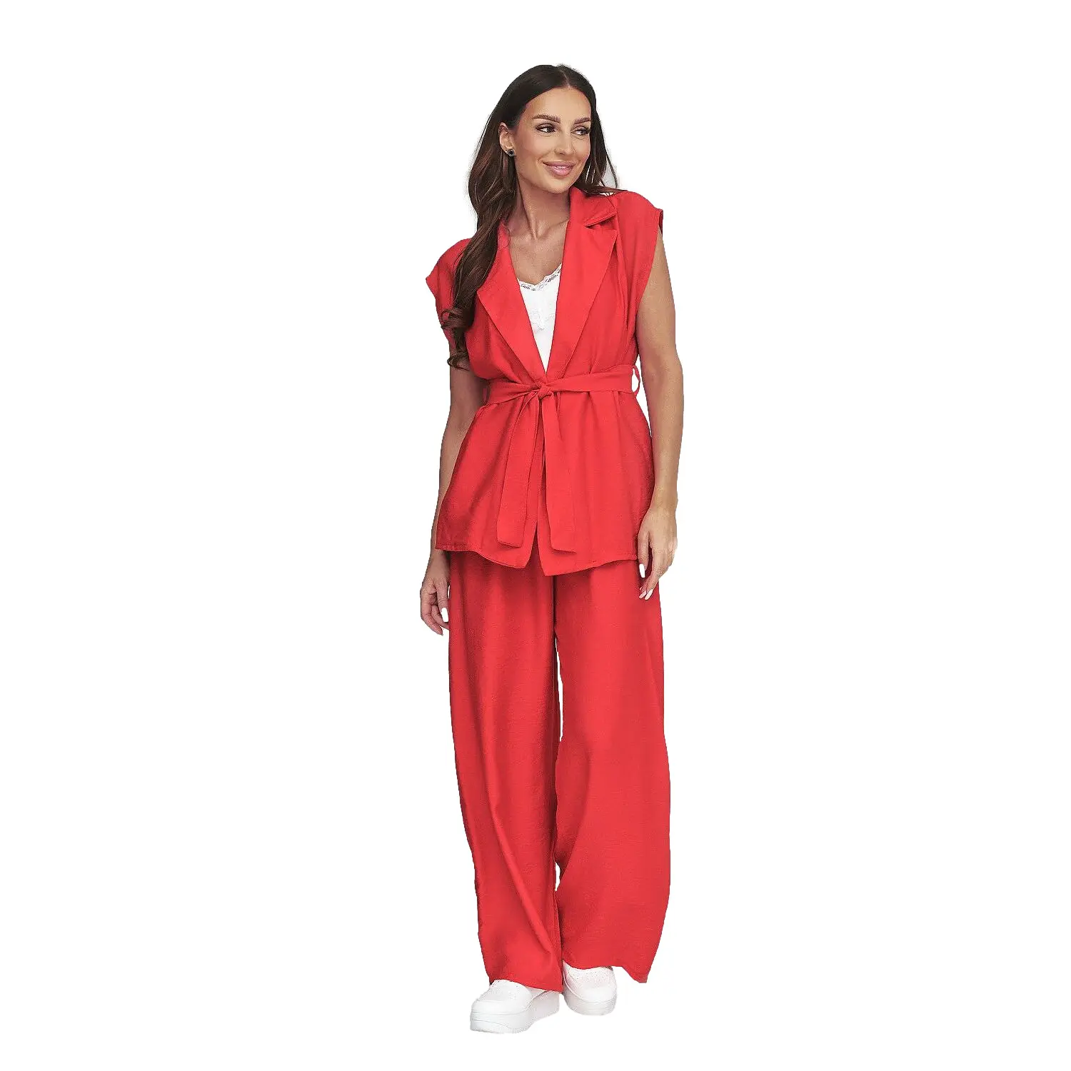 Baumwolloberteil und Hose Damen Set Makadamia
