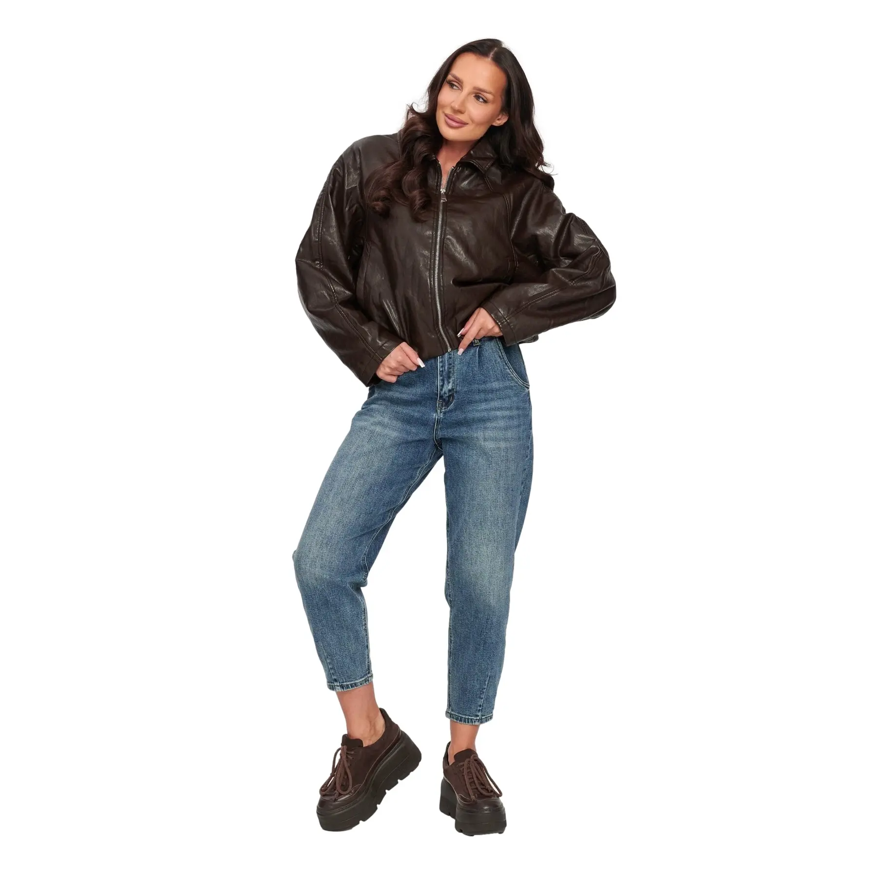 Damenlederoptikjacke Makadamia C76