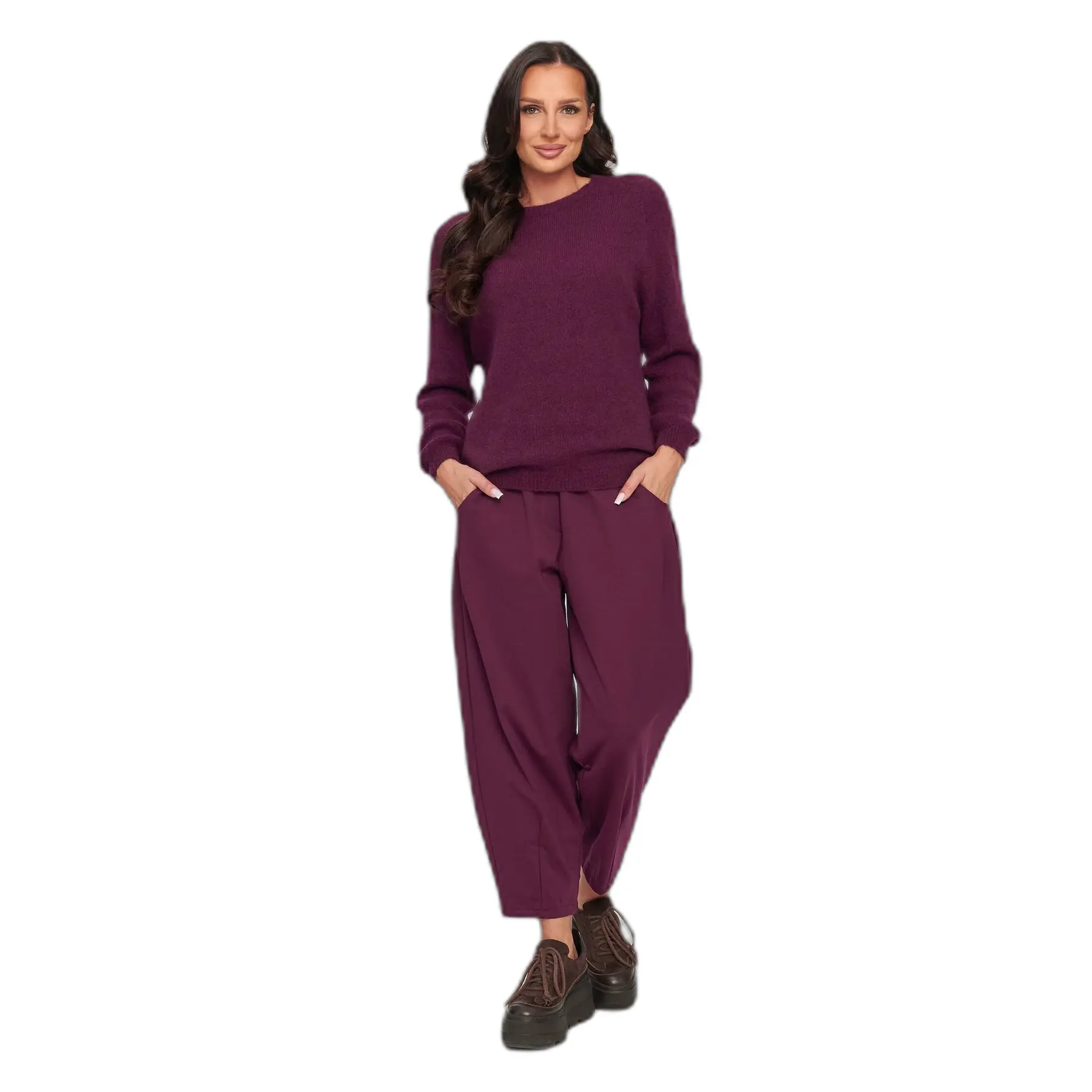 Weite Hose mit elastischem Bund für Damen Makadamia C79