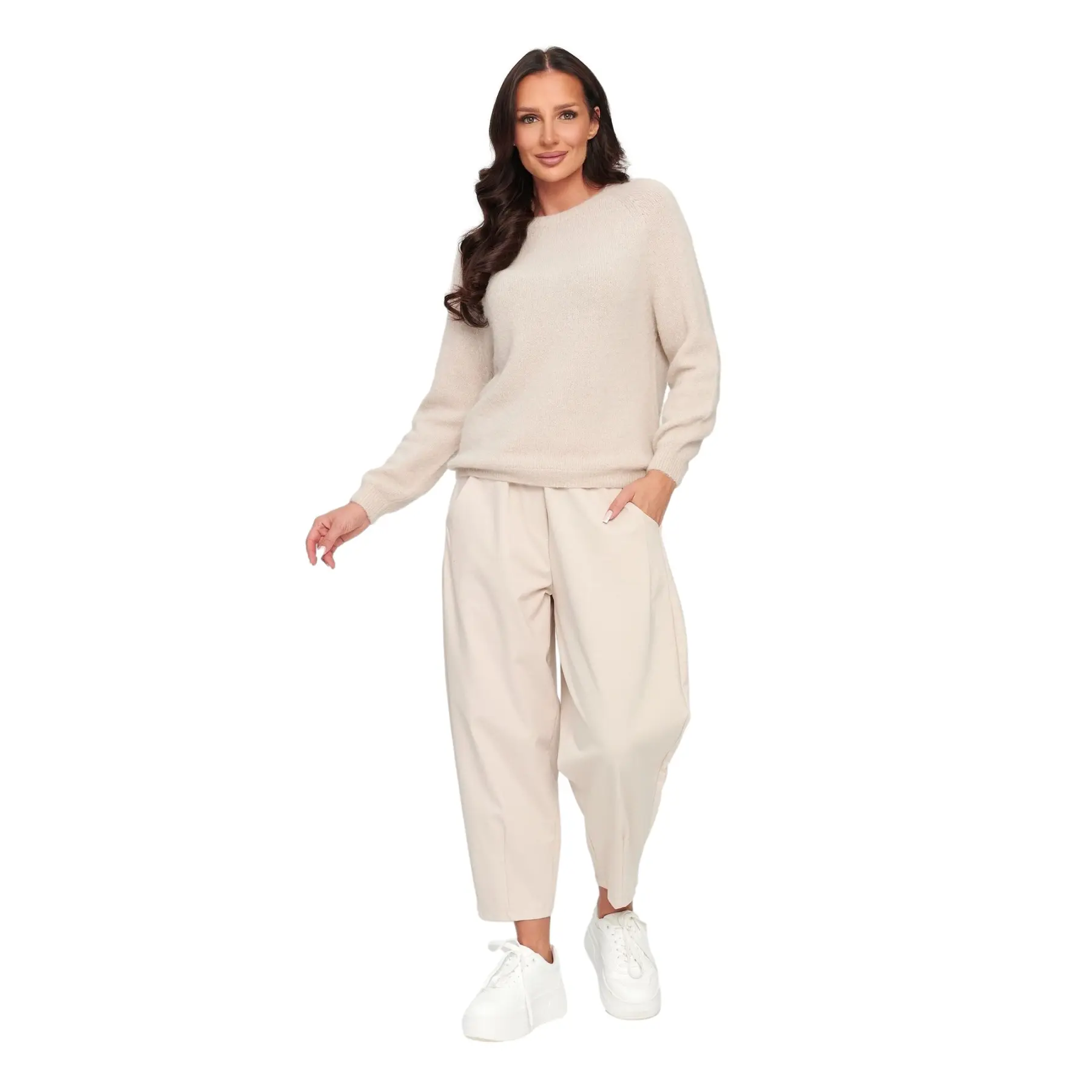 Weite Hose mit elastischem Bund für Damen Makadamia C79