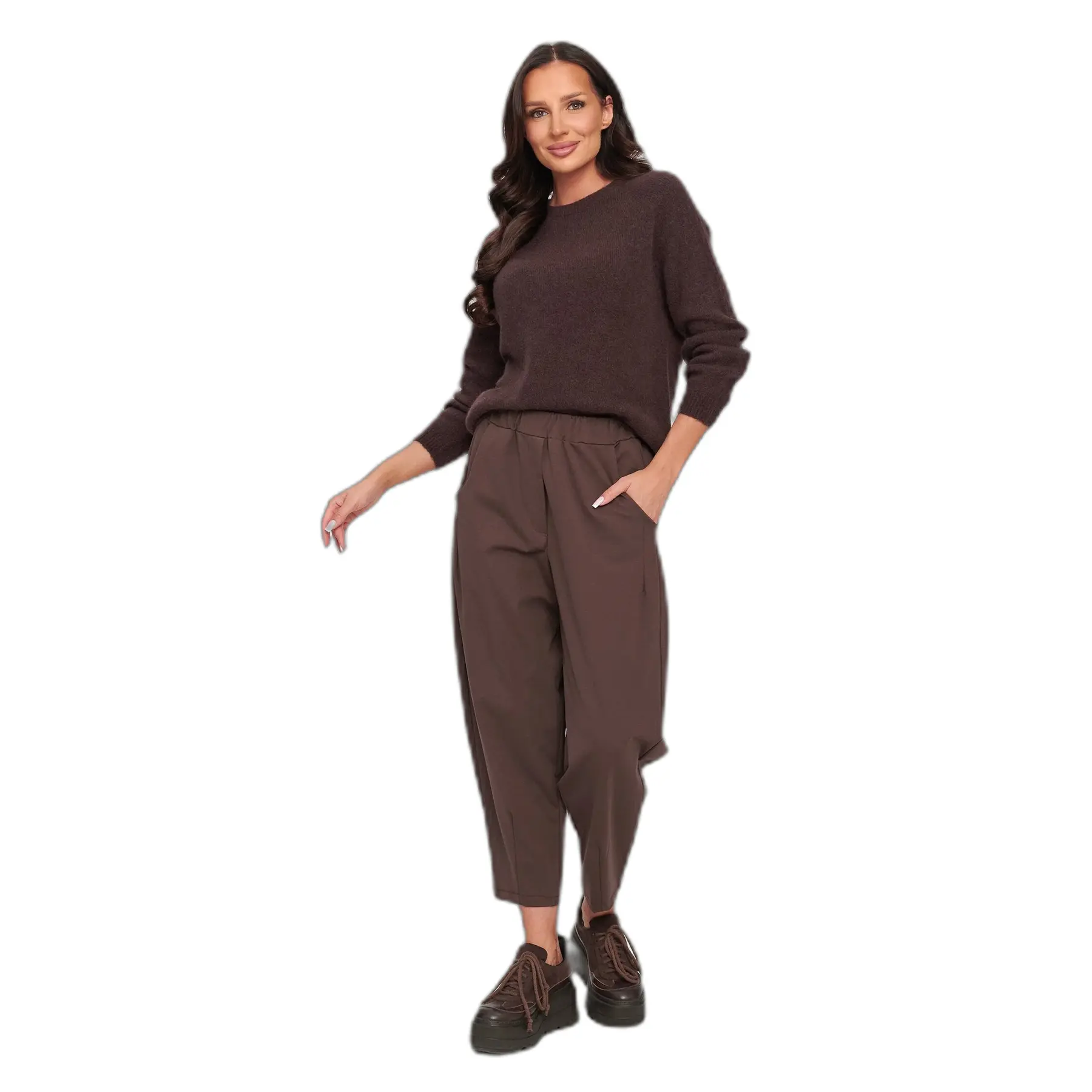 Dicker Pullover mit Rundhalsausschnitt für Frauen Makadamia C80