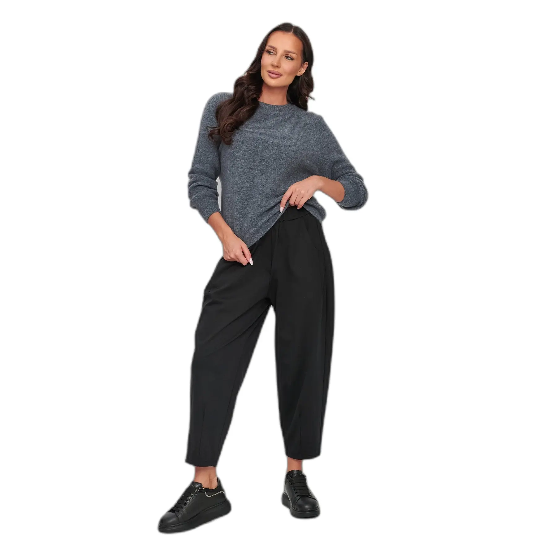 Dicker Pullover mit Rundhalsausschnitt für Frauen Makadamia C80