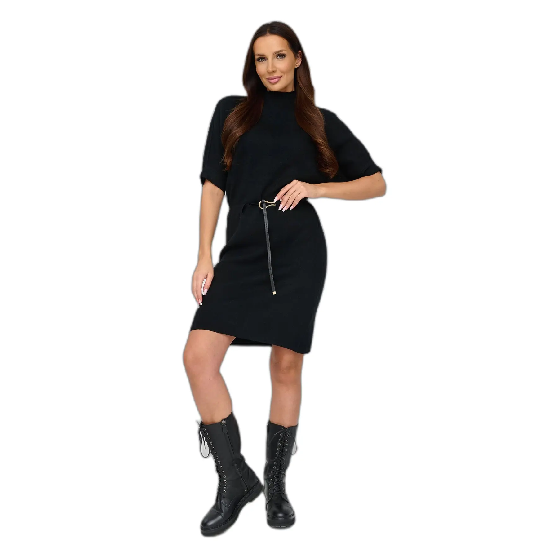 Strickkleid mit Gürtel Damen Makadamia C81