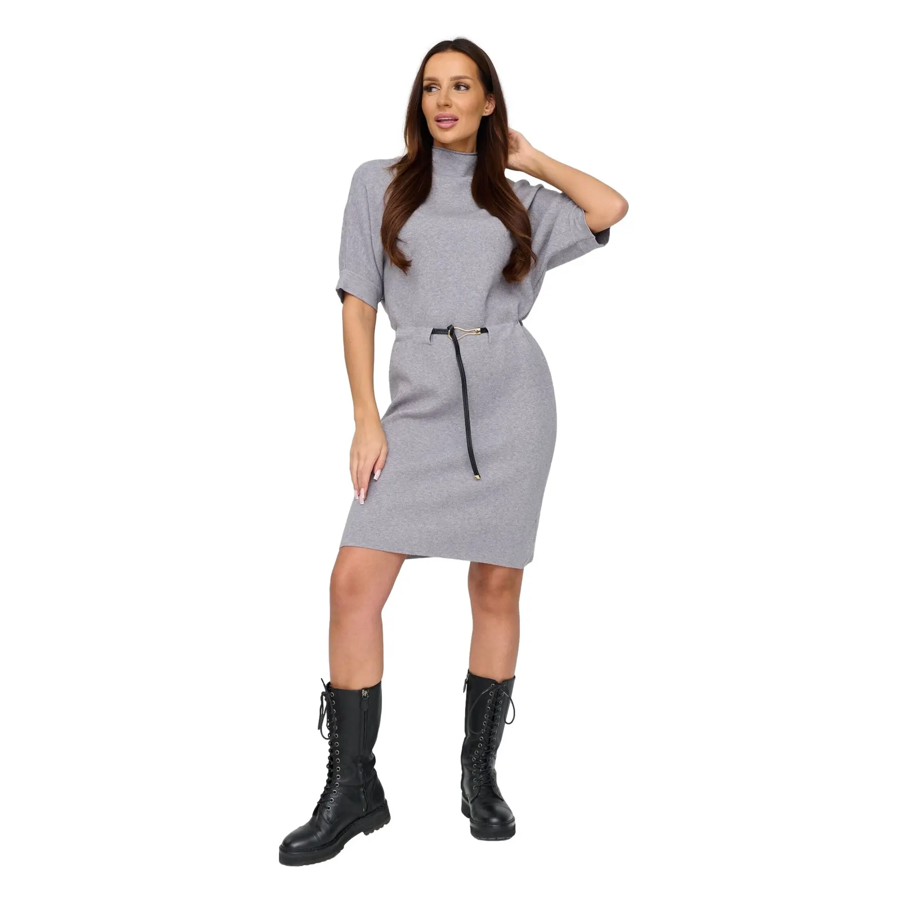 Strickkleid mit Gürtel Damen Makadamia C81