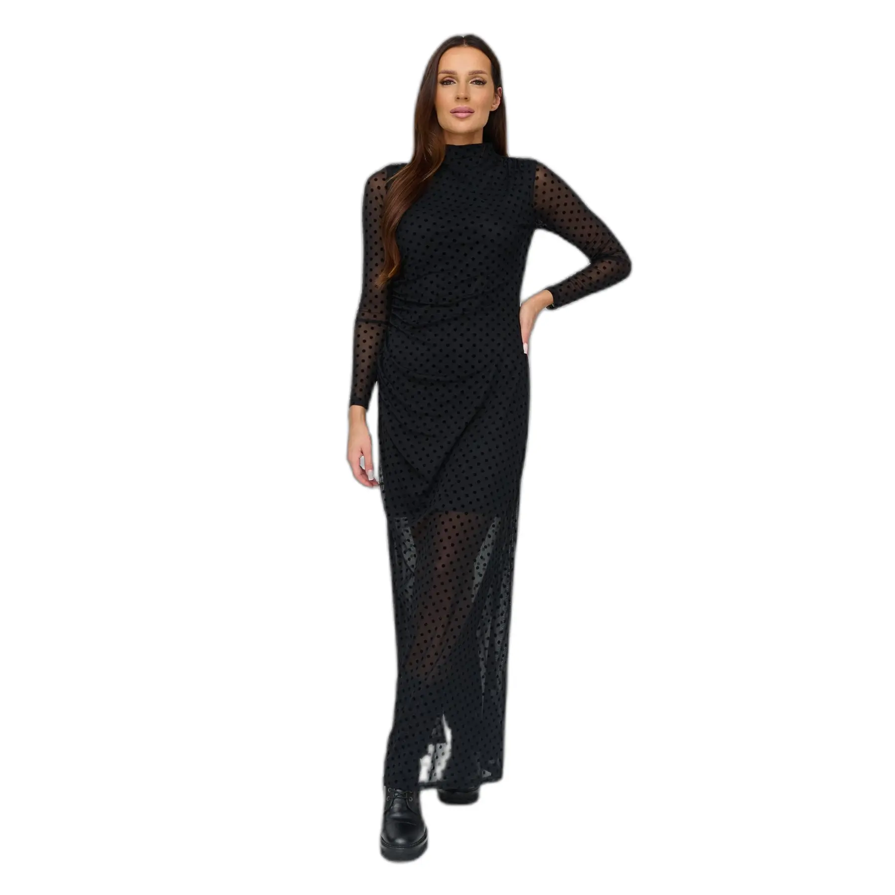 Maxi-Doppel-Lagenkleid für Damen Makadamia C87