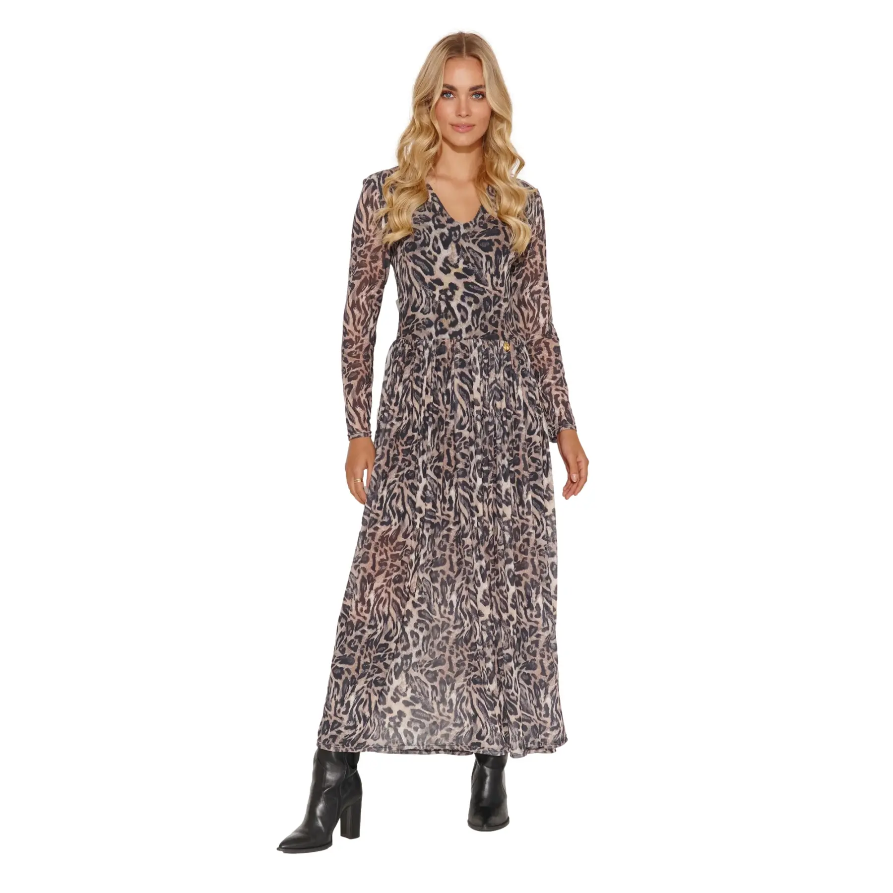 Kleid mit langen Ärmeln, Damen Makadamia