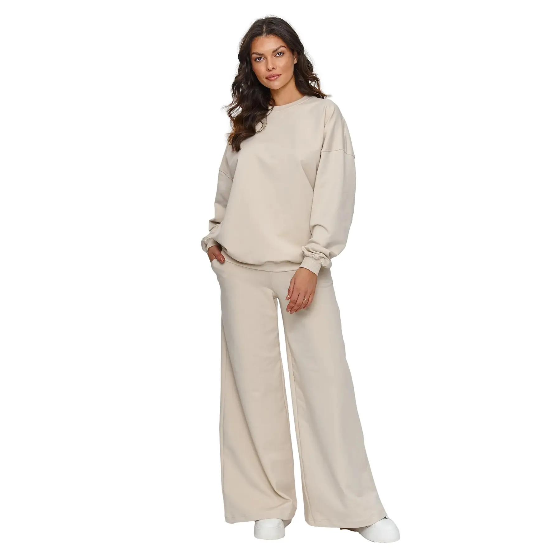 Sweatshirt und weite Hose für Frauen Makadamia