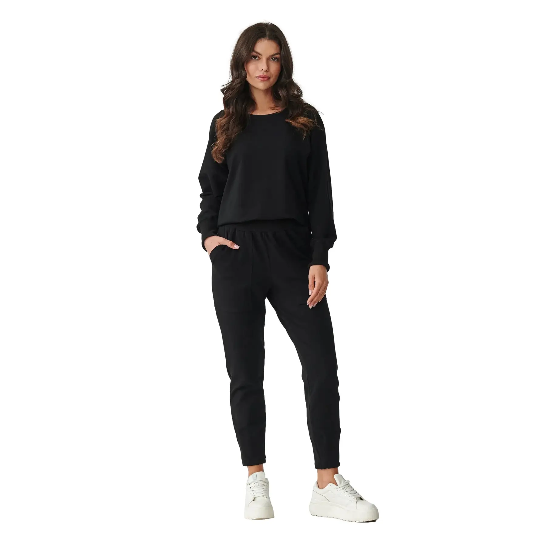 Eleganter Damen-Sweatshirt und Jogginghose-Set Makadamia