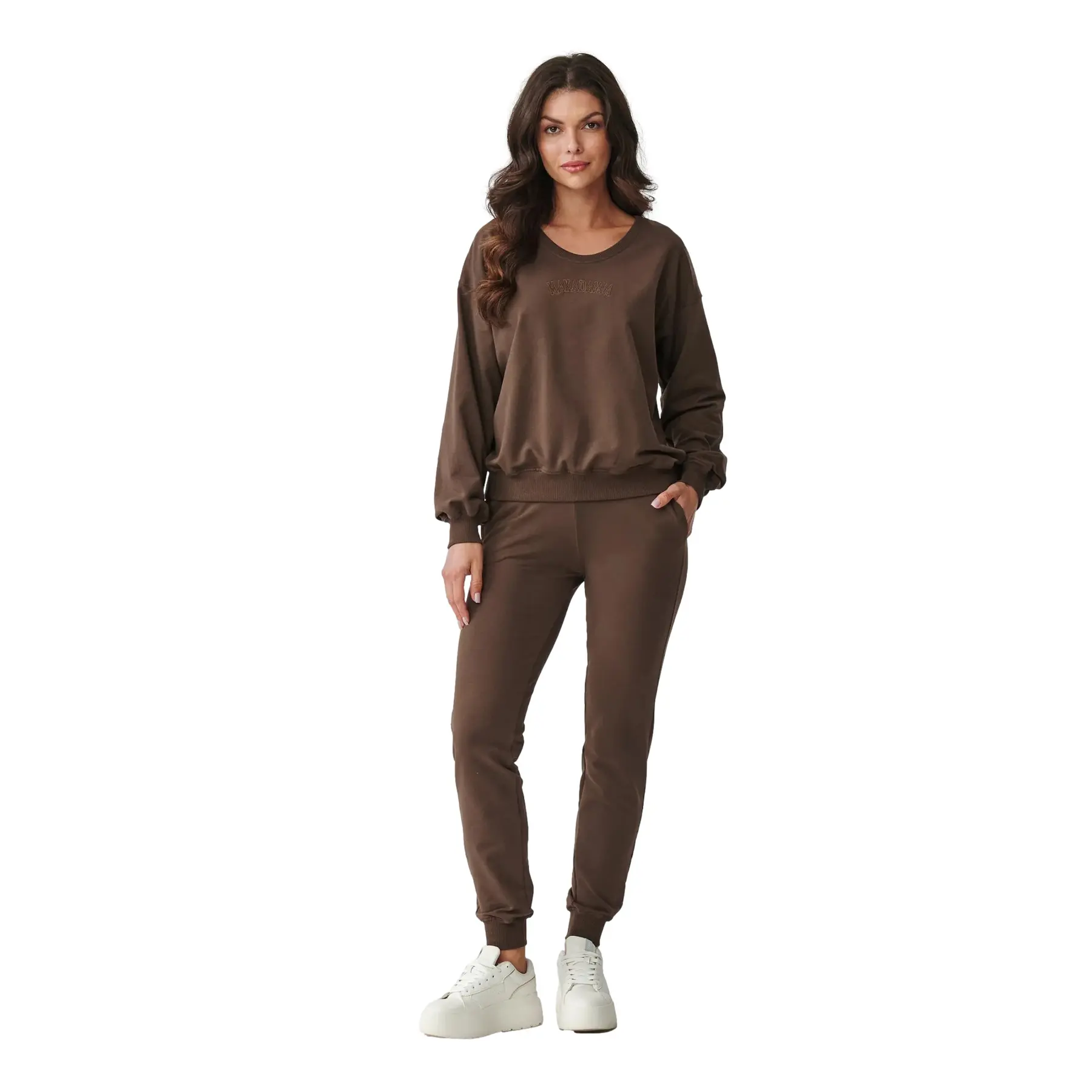 Damen Sweatshirt- und Jogginghose-Set Makadamia