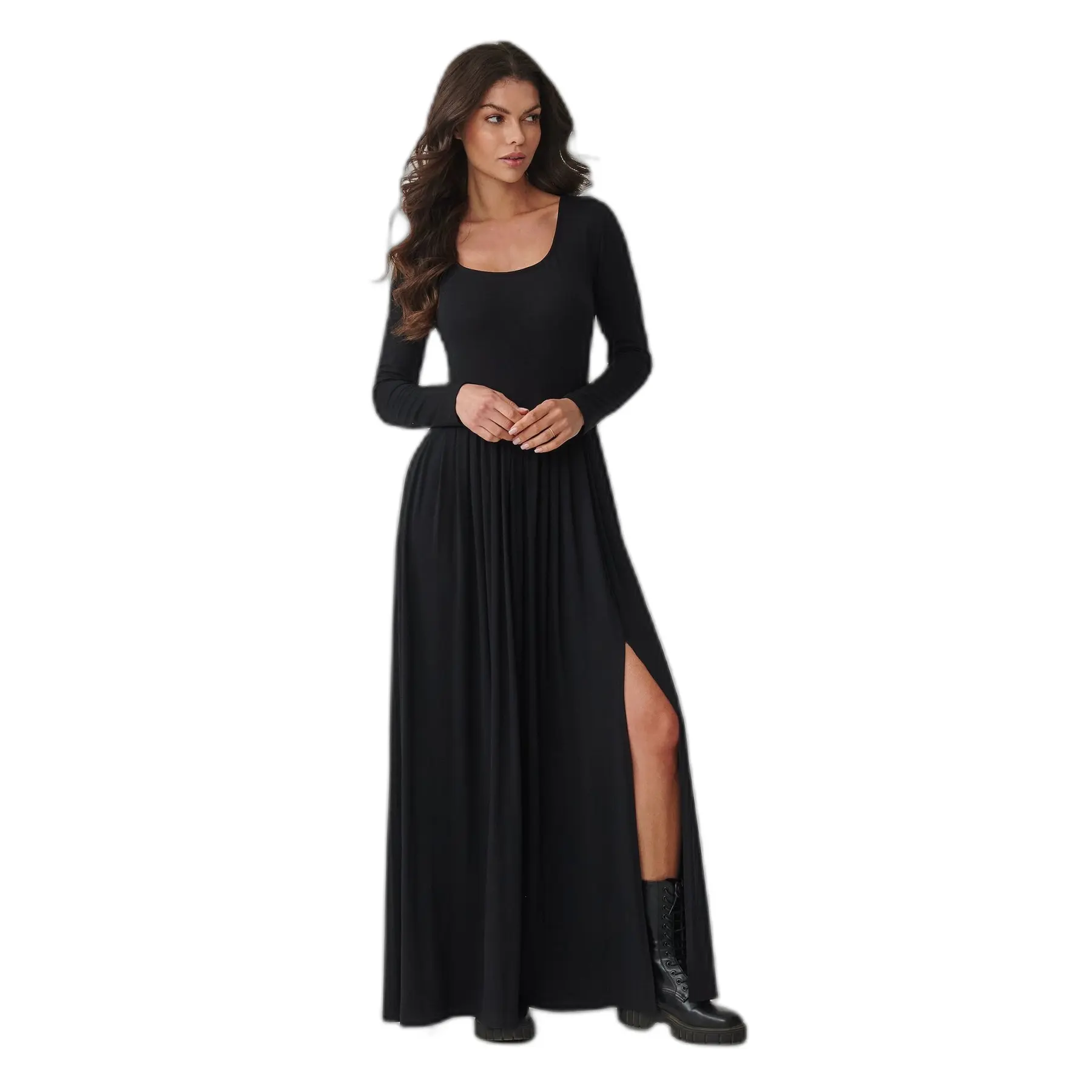 Maxikleid ausgestellt Damen Makadamia M896