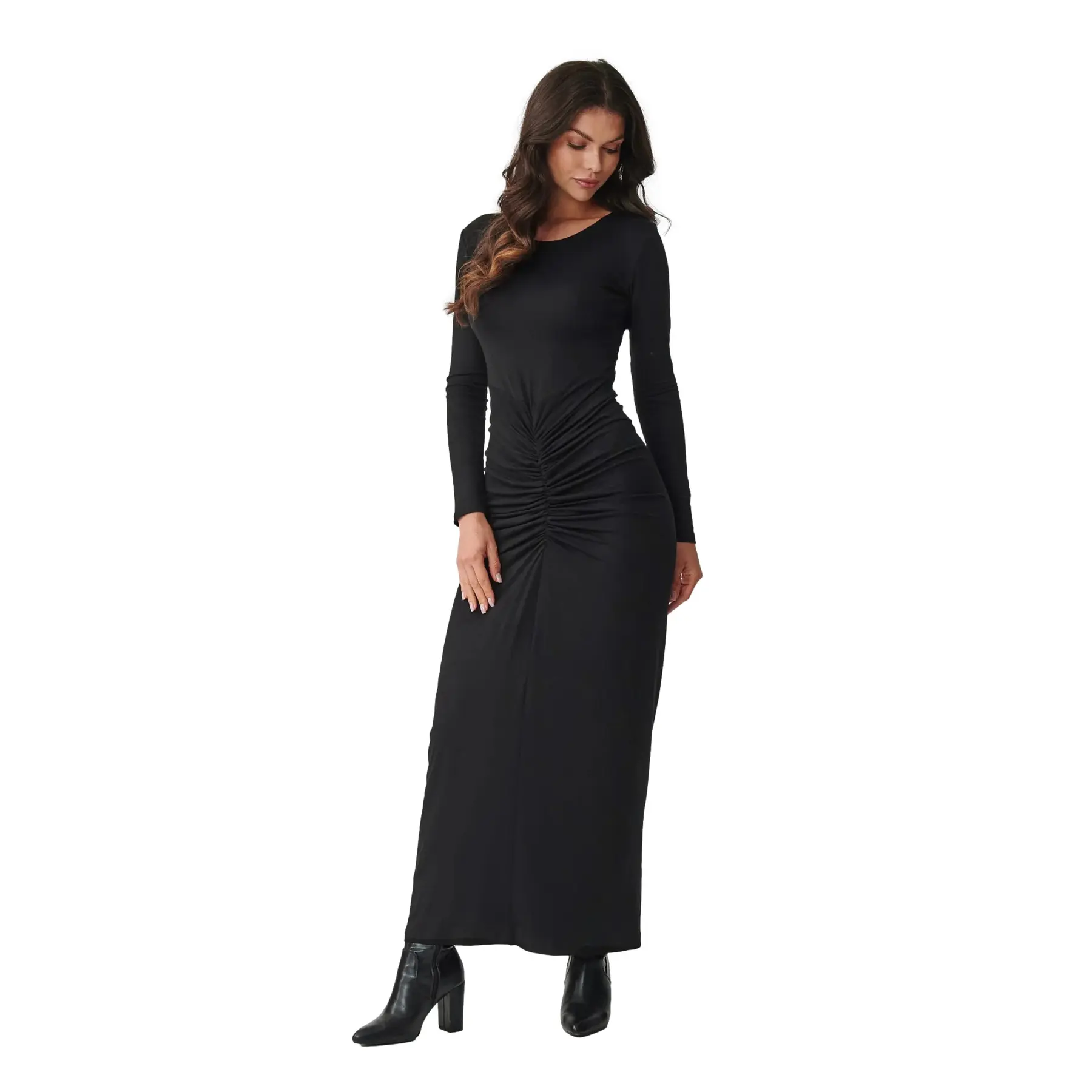 Figurbetontes Langarmkleid Damen Makadamia