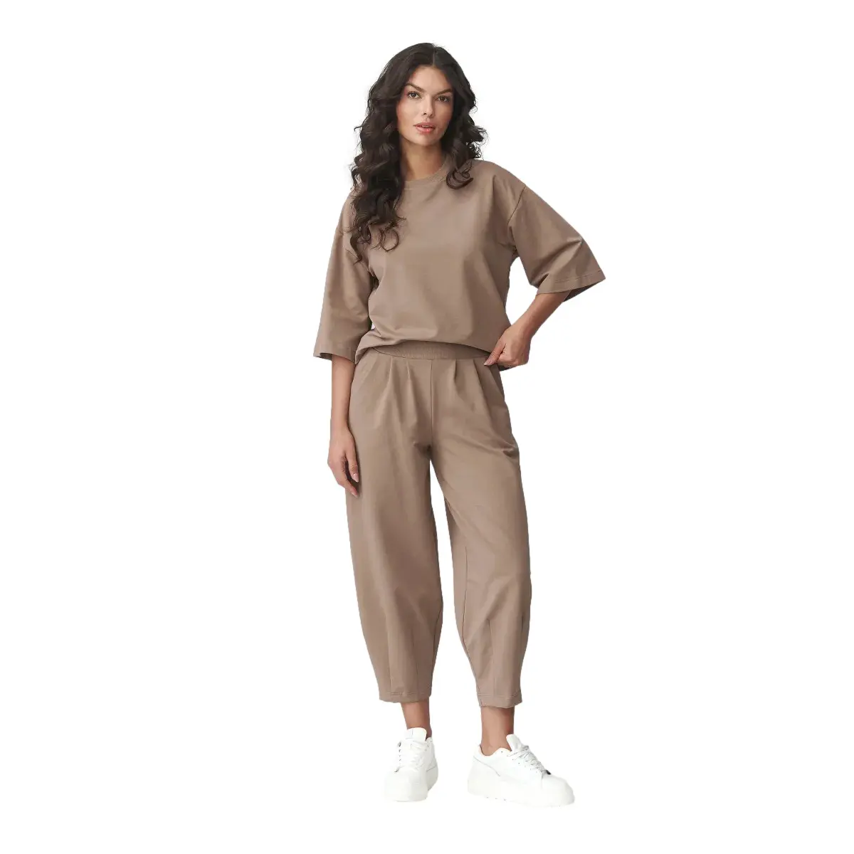 Completo t-shirt e pantaloni a palazzo donna