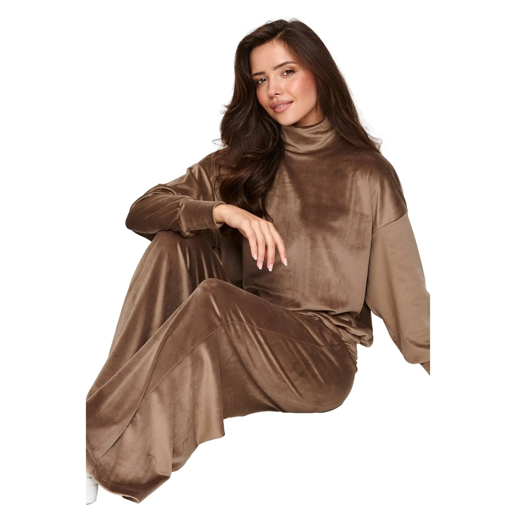 Completo in velluto con pantaloni larghi donna  M953