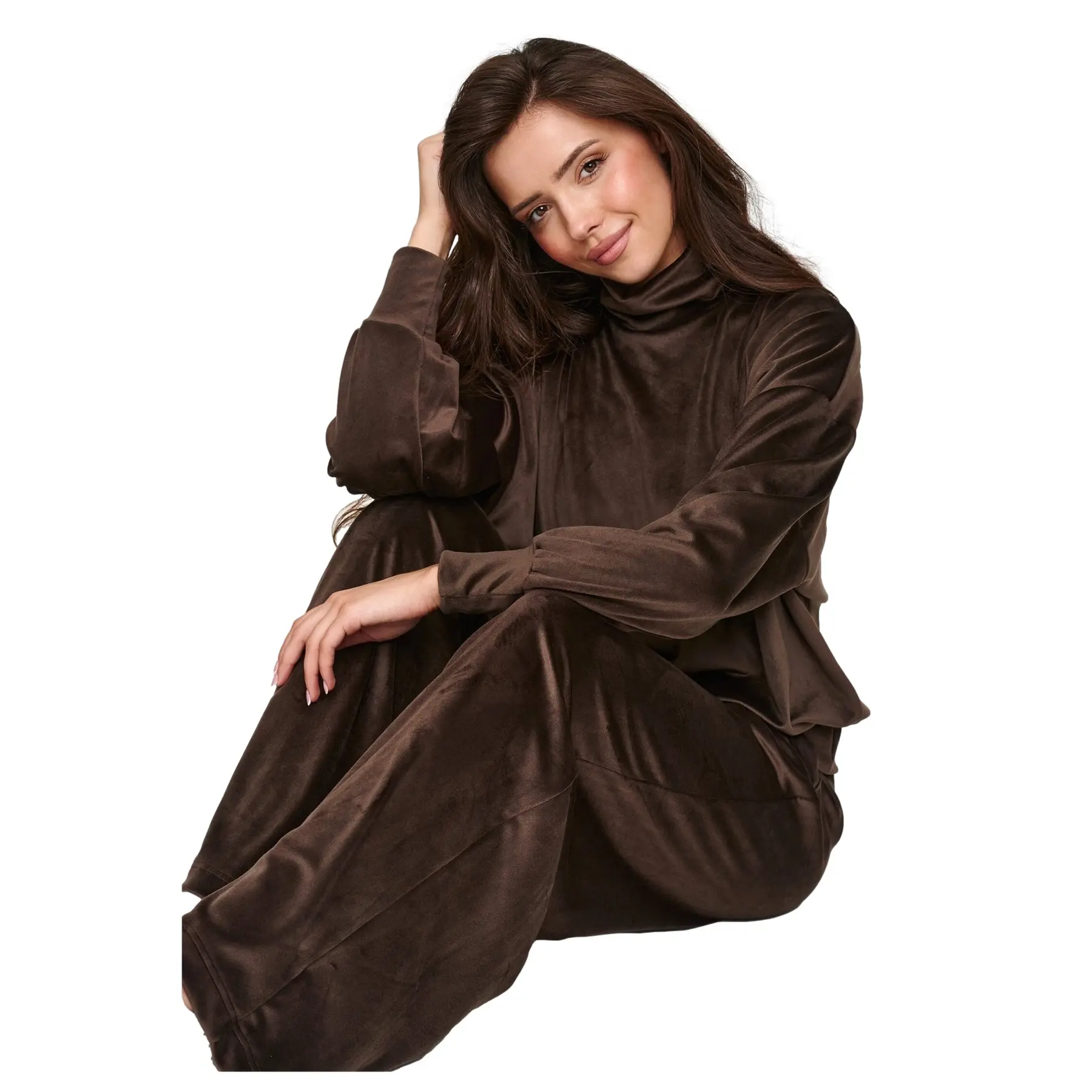 Completo in velluto con pantaloni larghi donna  M953