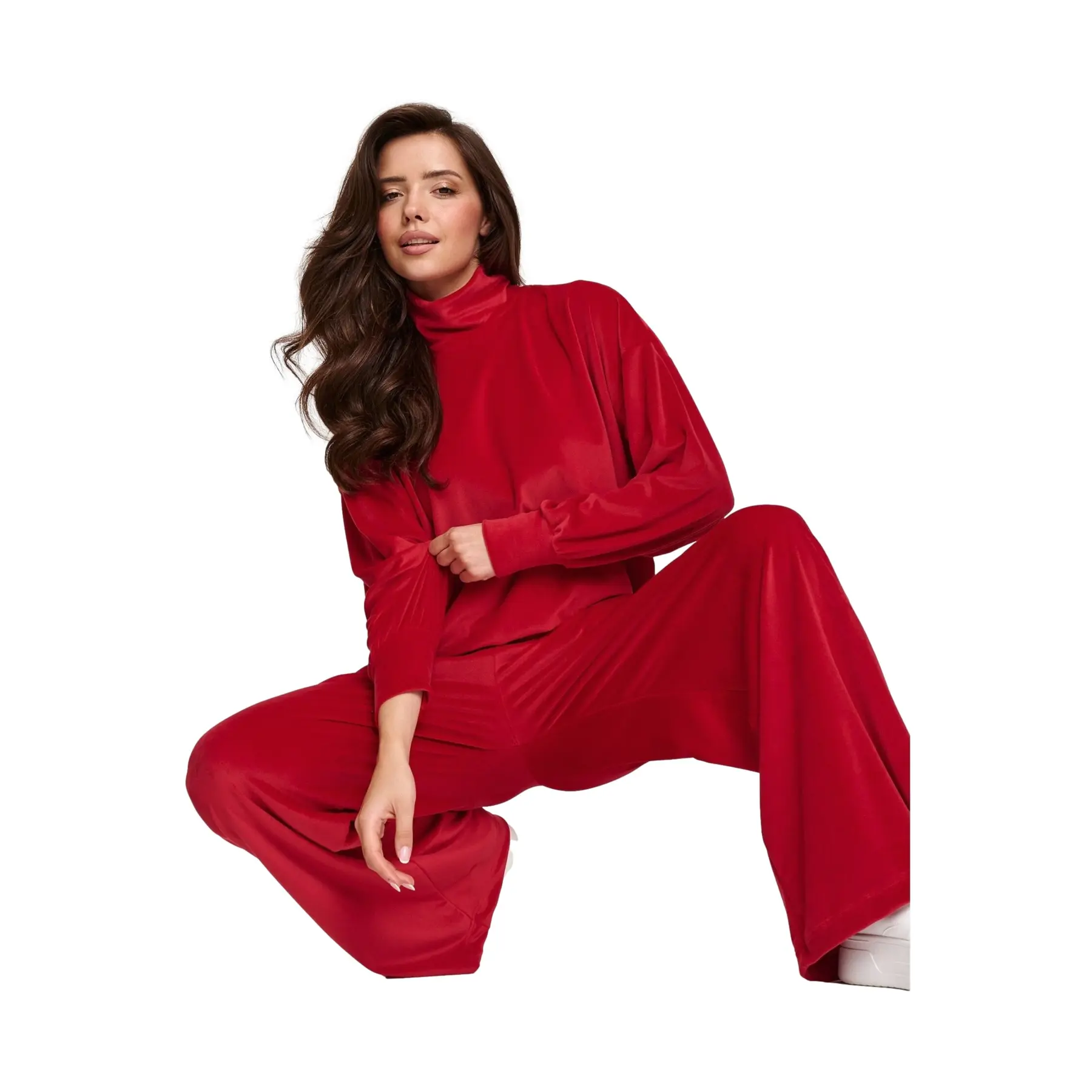Completo in velluto con pantaloni larghi donna  M953