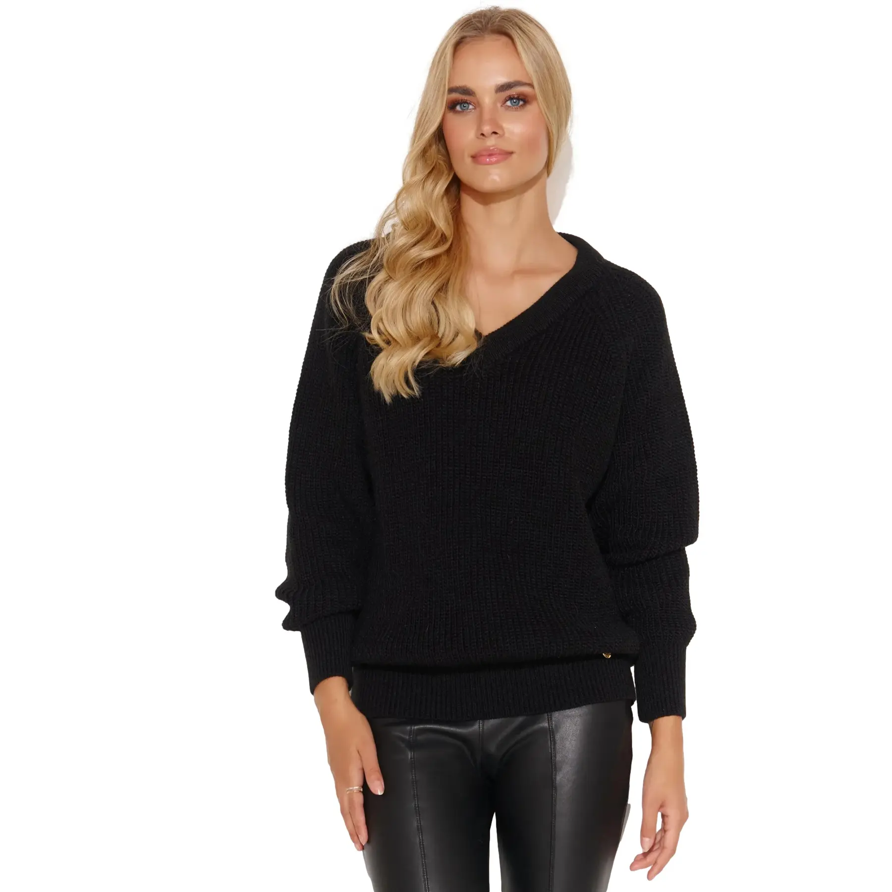 Damen V-Ausschnitt Pulli Makadamia