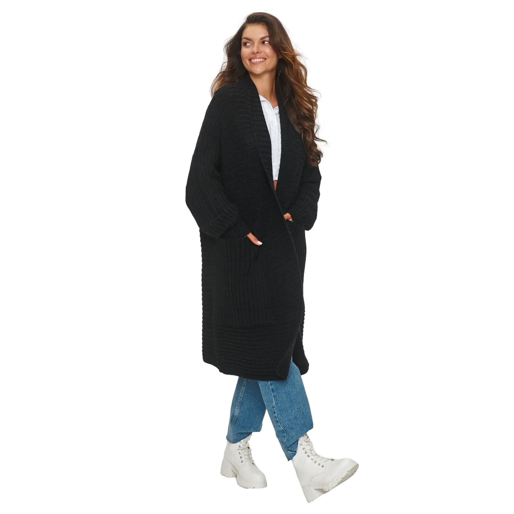 Pull Cardigan mit großen Taschen für Damen Makadamia S153