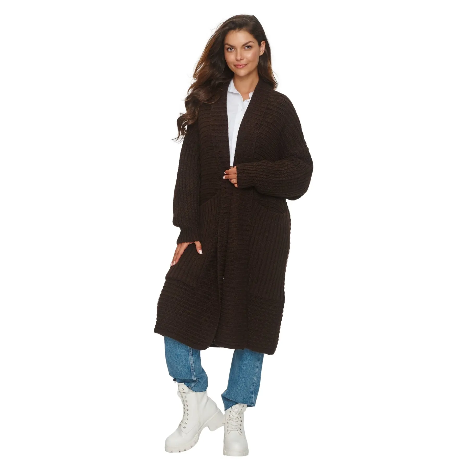 Pull Cardigan mit großen Taschen für Damen Makadamia S153
