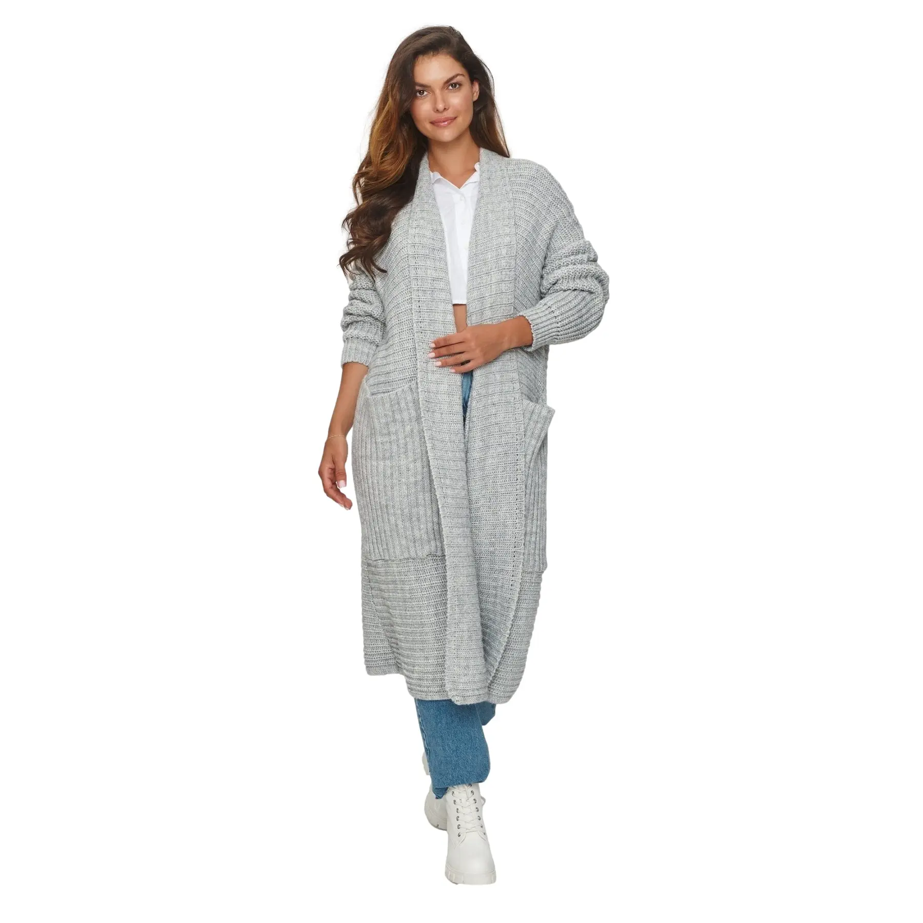 Pull Cardigan mit großen Taschen für Damen Makadamia S153