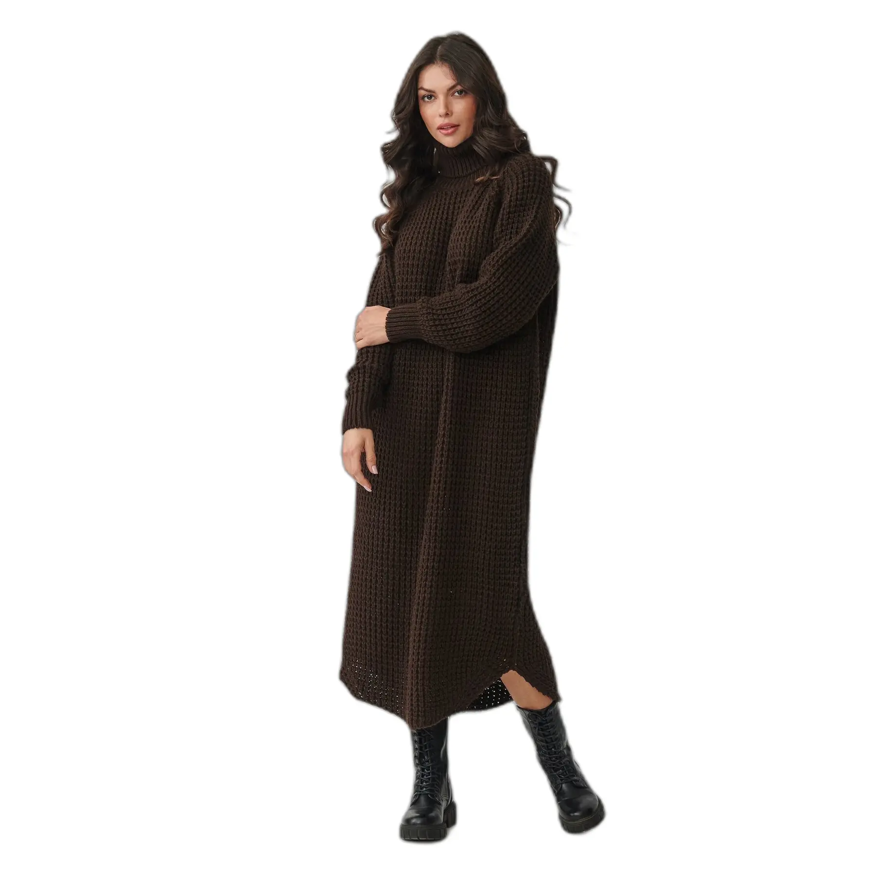 Pull Midi Kleid mit Rollkragen Damen Makadamia S162