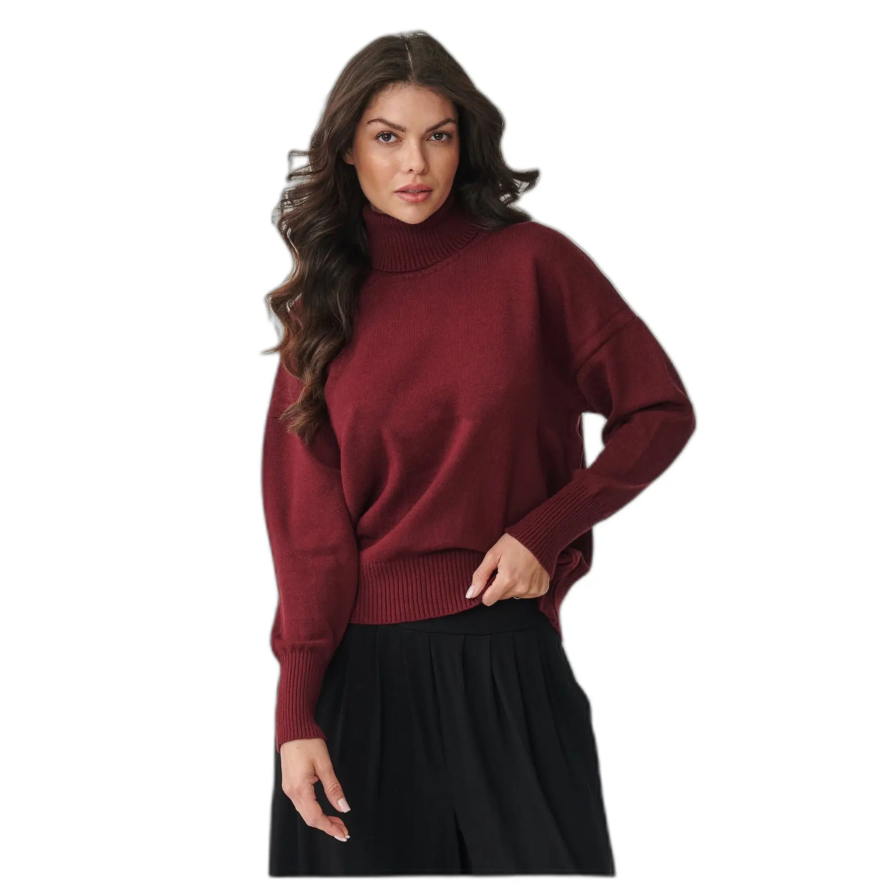 Damen Rollkragenpullover aus Viskose Makadamia S165