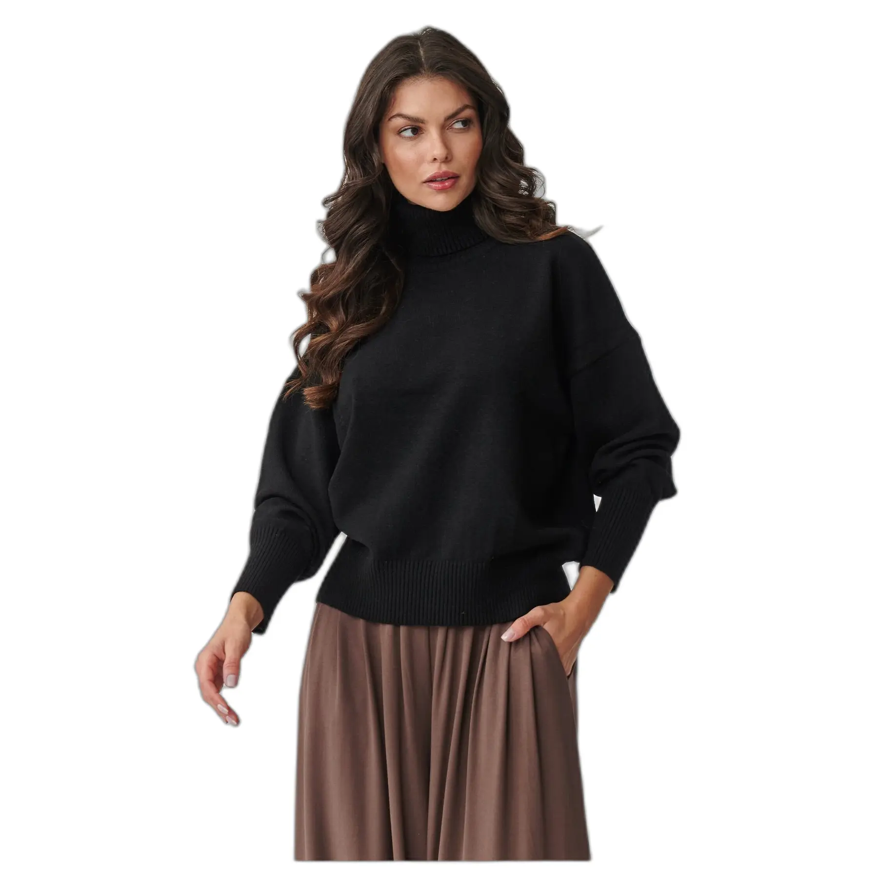 Damen Rollkragenpullover aus Viskose Makadamia S165