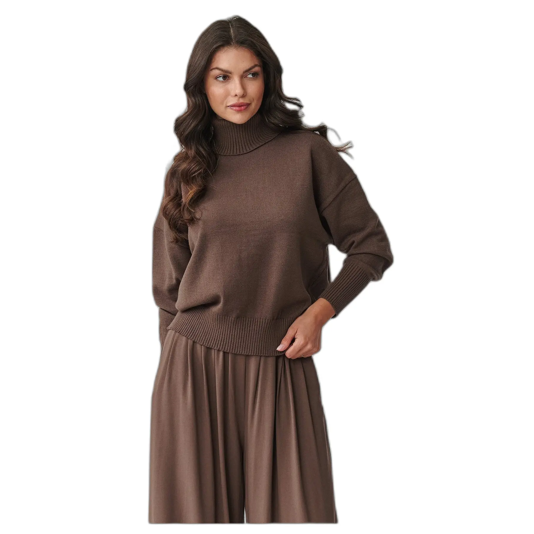 Damen Rollkragenpullover aus Viskose Makadamia S165