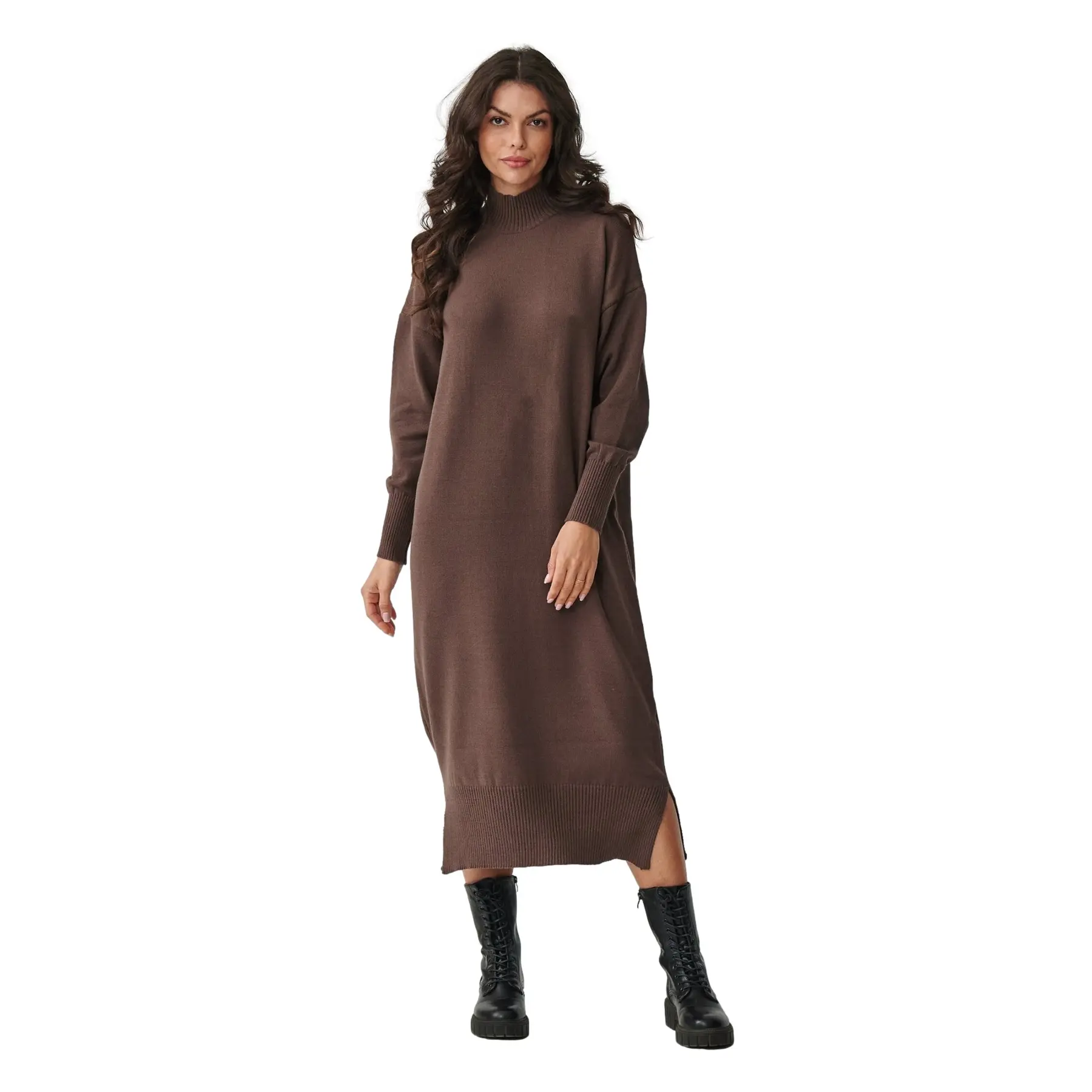 Pull Midi Kleid mit Stehkragen Damen Makadamia S166