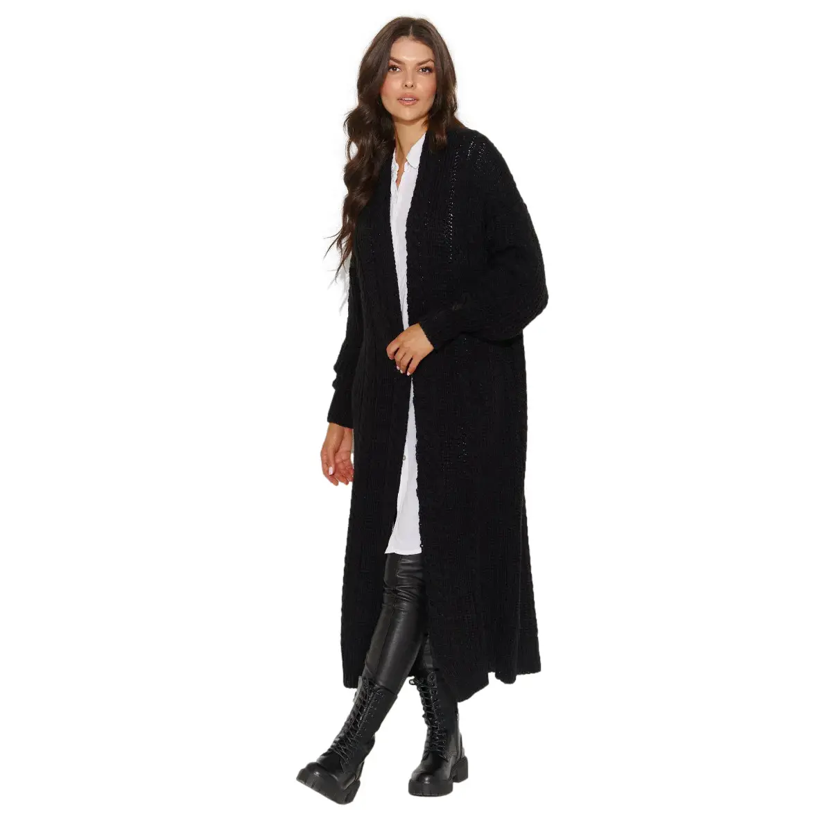 Damen lange Strickjacke Makadamia