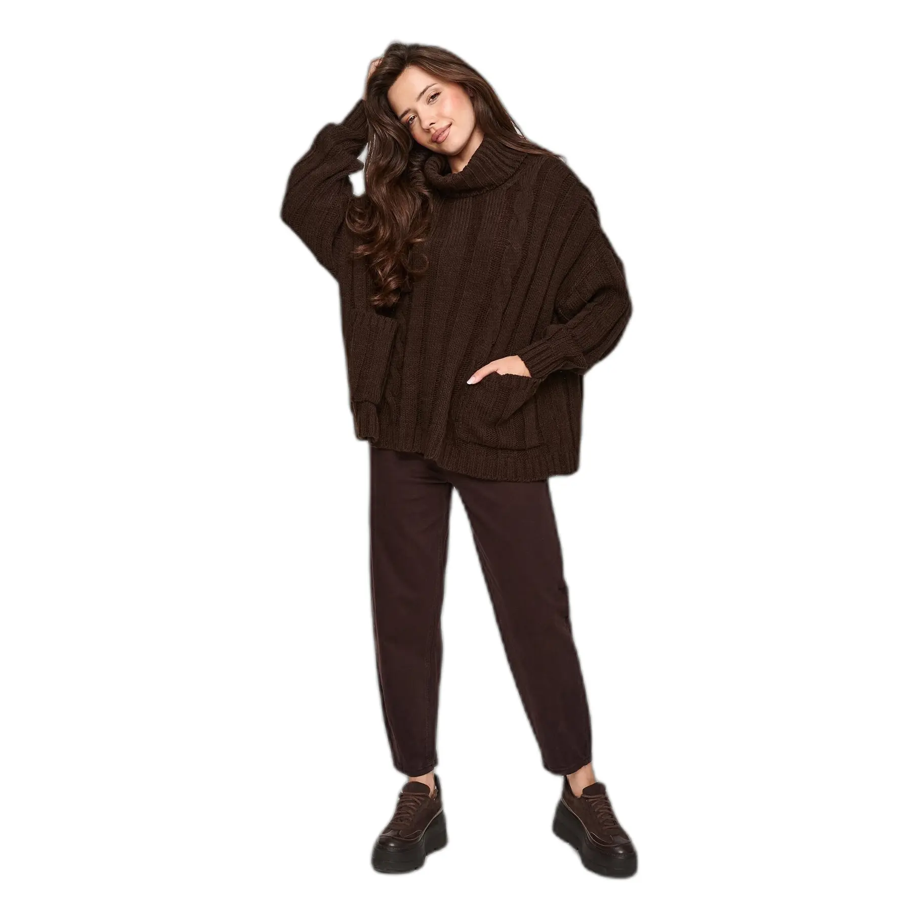Pullover mit Rollkragen Damen Makadamia S179