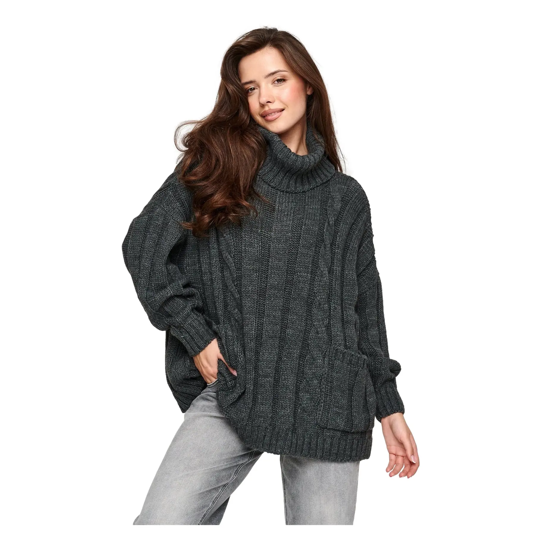 Pullover mit Rollkragen Damen Makadamia S179