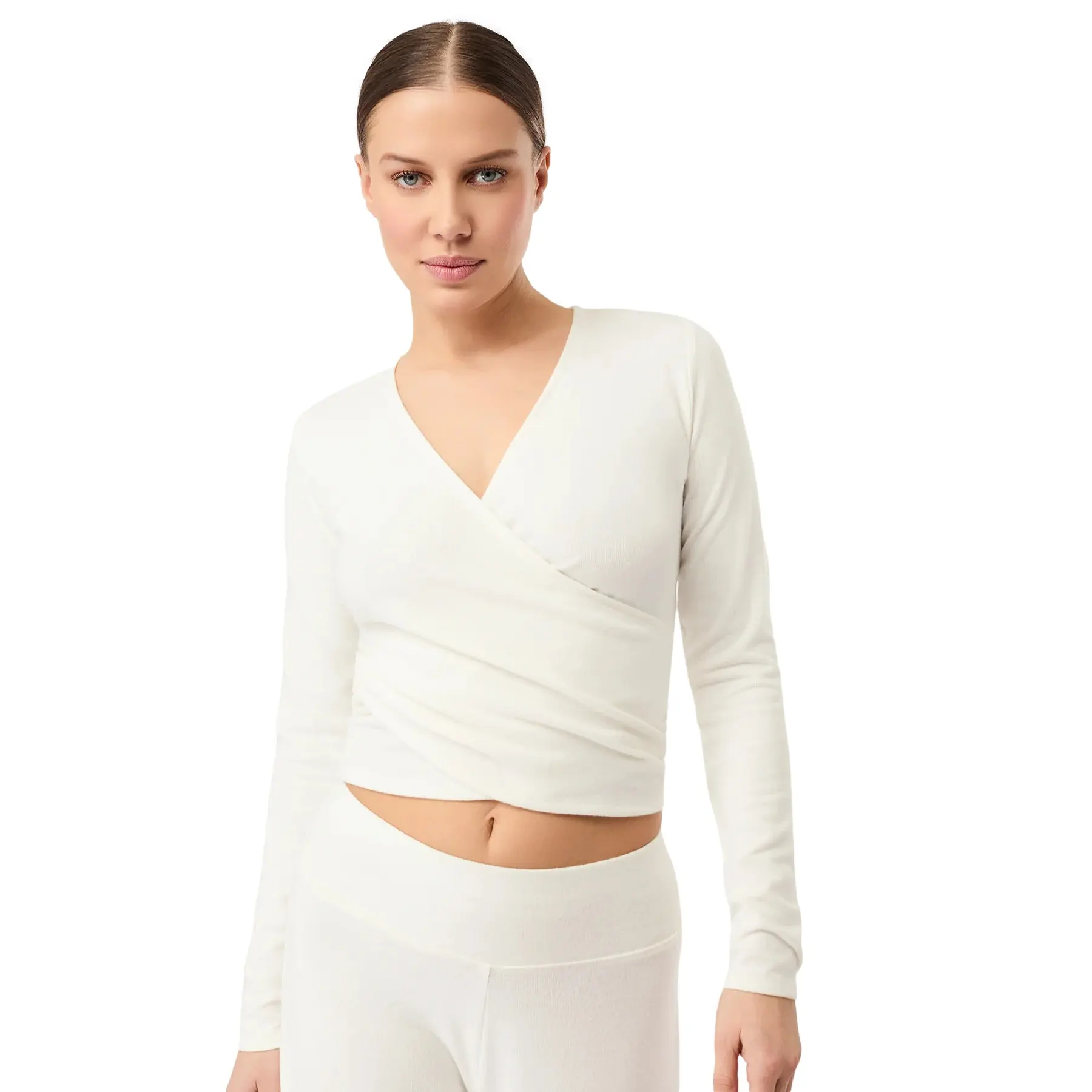 Langarmshirt mit Wickelausschnitt für Damen Mandala