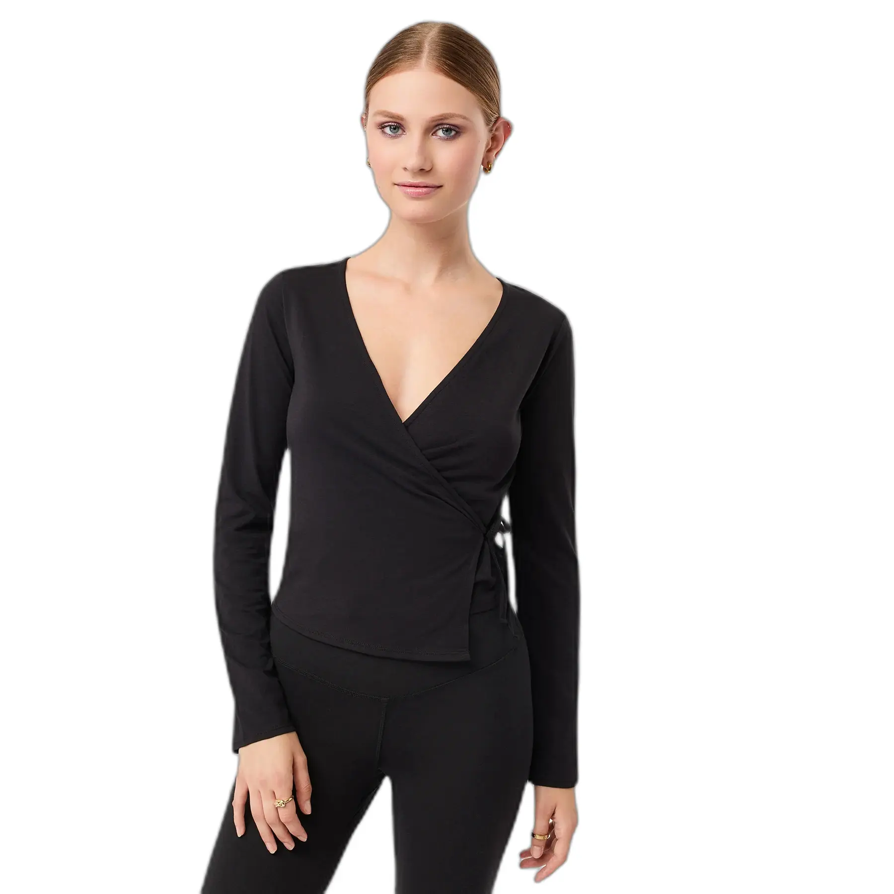 Langarmshirt mit Wickelausschnitt für Damen Mandala New Wrap