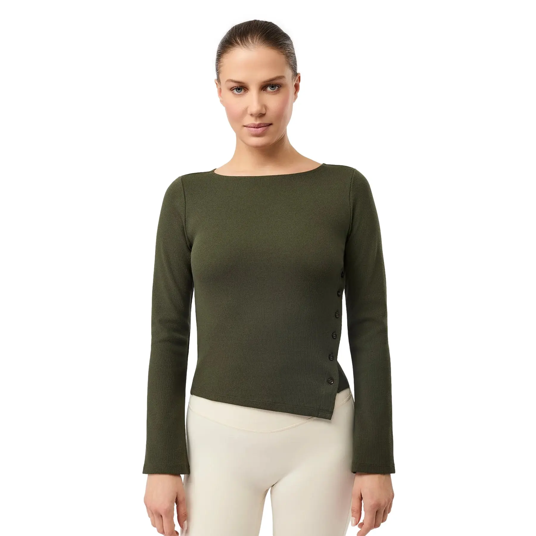 Langarm-T-Shirt mit Knopf Damen Mandala