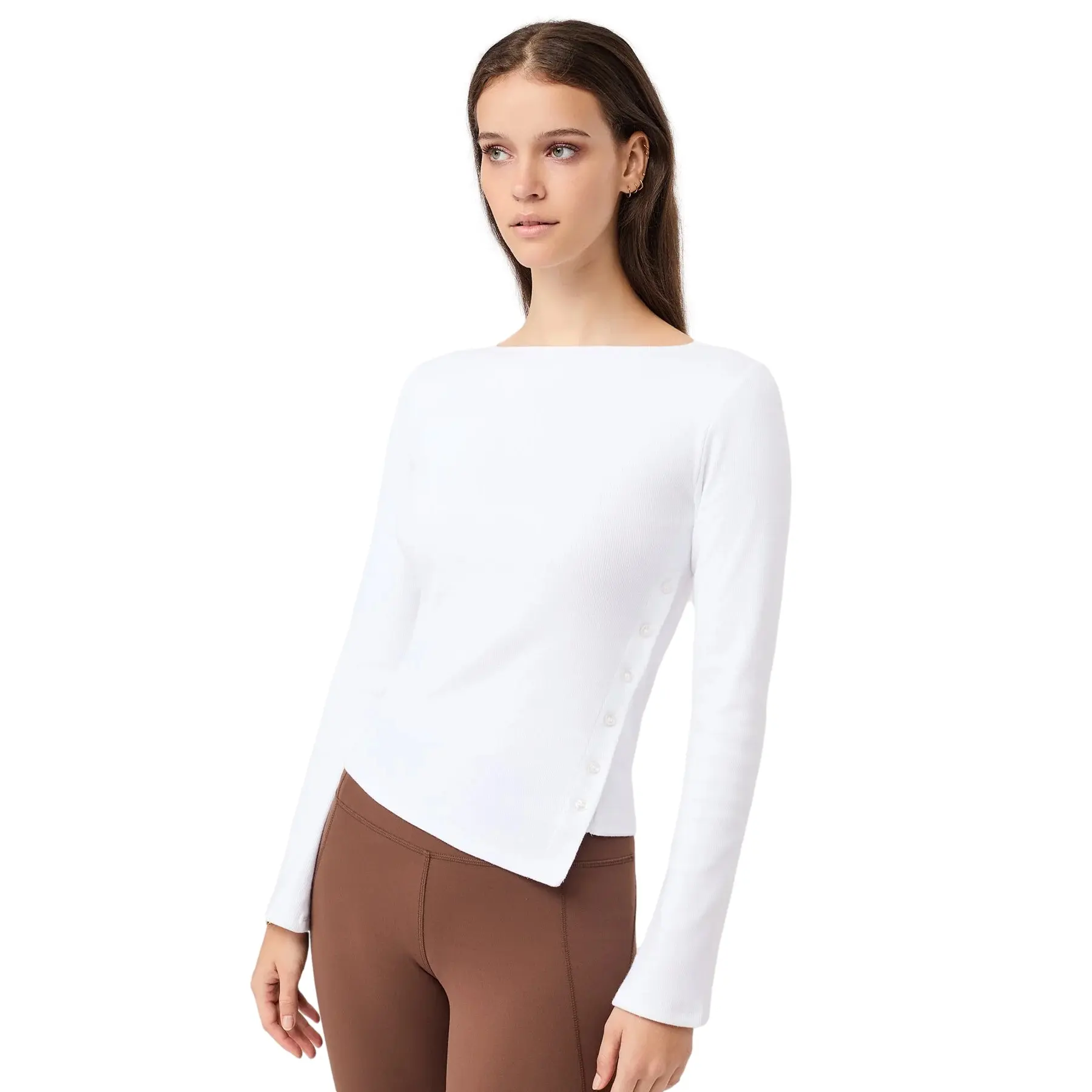 Langarm-T-Shirt mit Knopf Damen Mandala